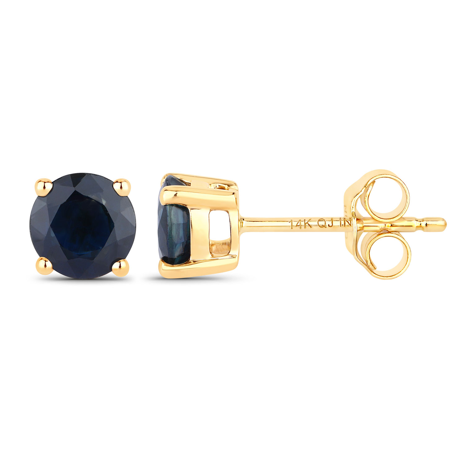 1.70 Carat Genuine Blue Sapphire 14K Yellow Gold Earrings