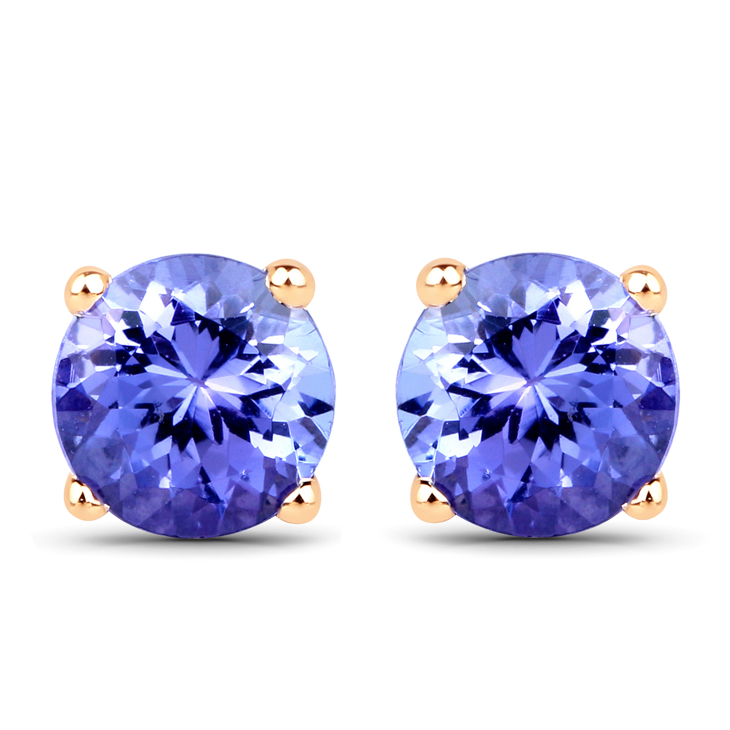 1.43 Carat Genuine Tanzanite 14K Yellow Gold Earrings