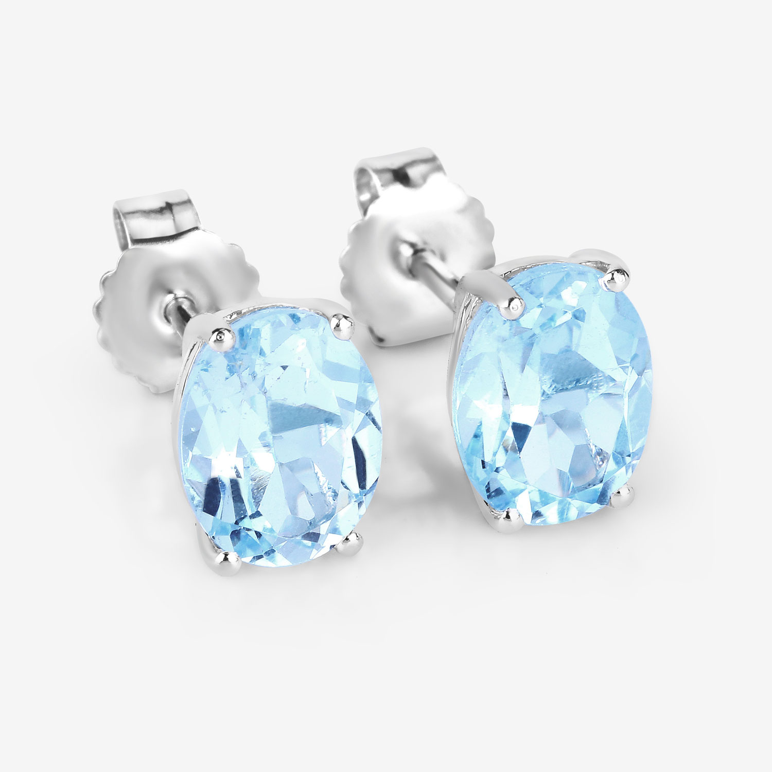 4.00 Carat Genuine Blue Topaz .925 Sterling Silver Earrings