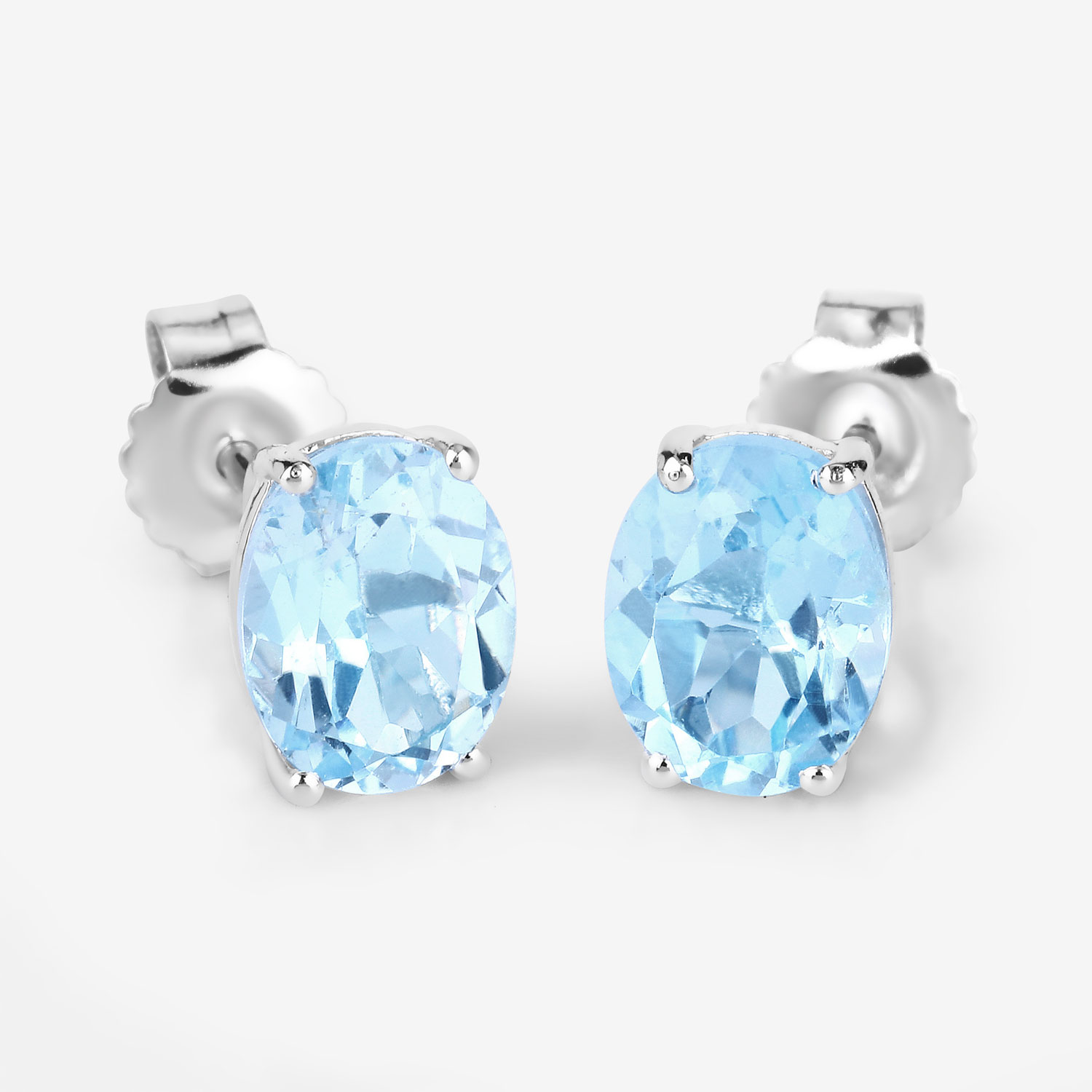 4.00 Carat Genuine Blue Topaz .925 Sterling Silver Earrings