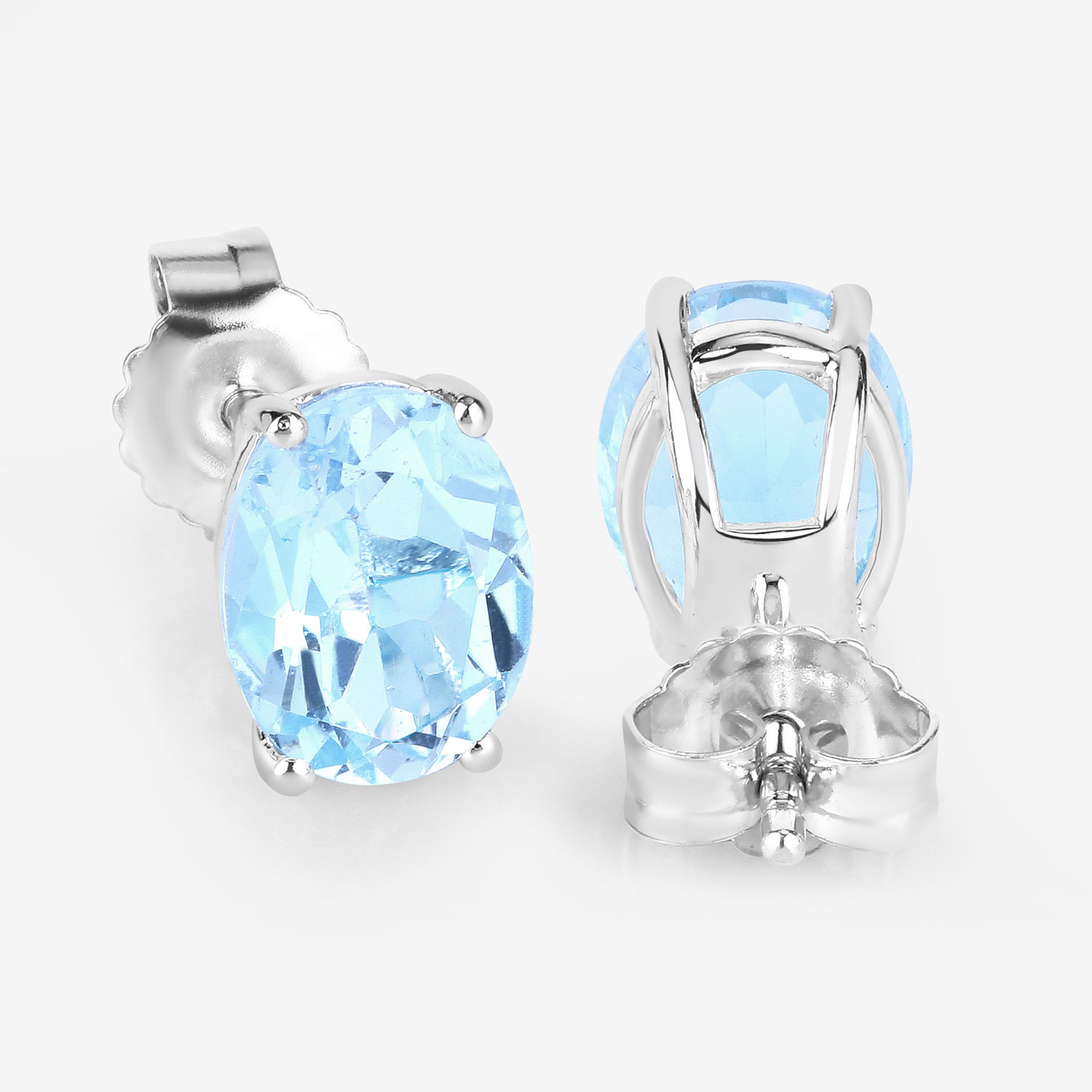 4.00 Carat Genuine Blue Topaz .925 Sterling Silver Earrings