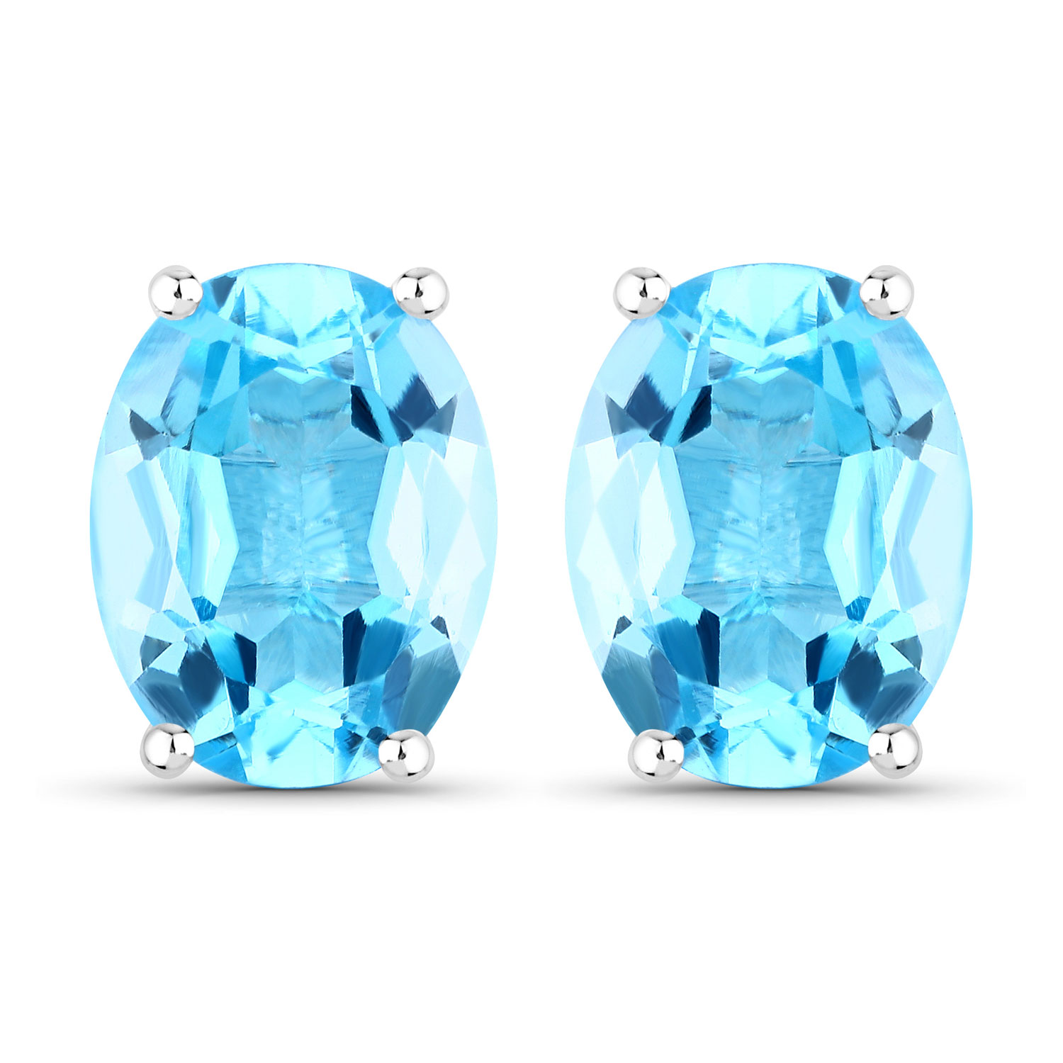 4.00 Carat Genuine Swiss Blue Topaz .925 Sterling Silver Earrings
