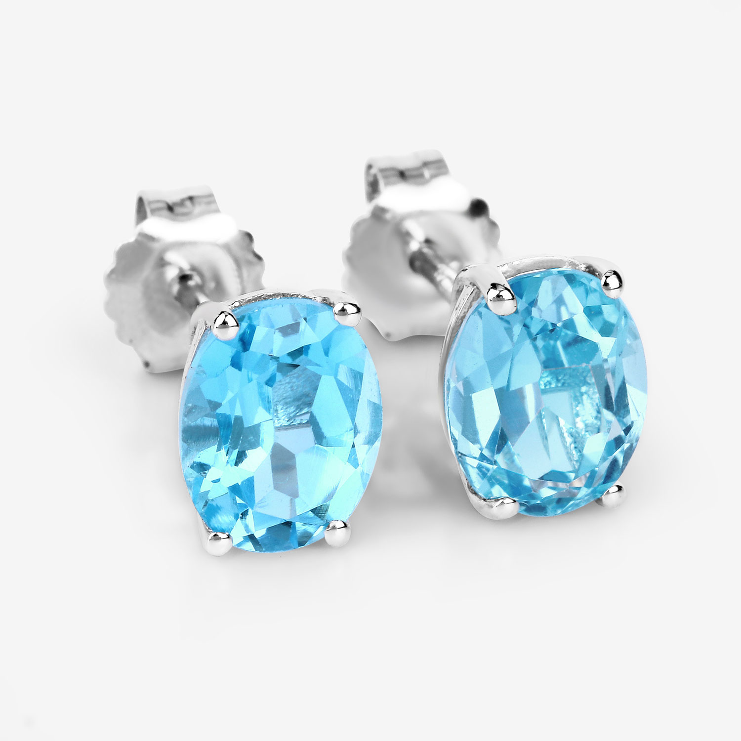 4.00 Carat Genuine Swiss Blue Topaz .925 Sterling Silver Earrings