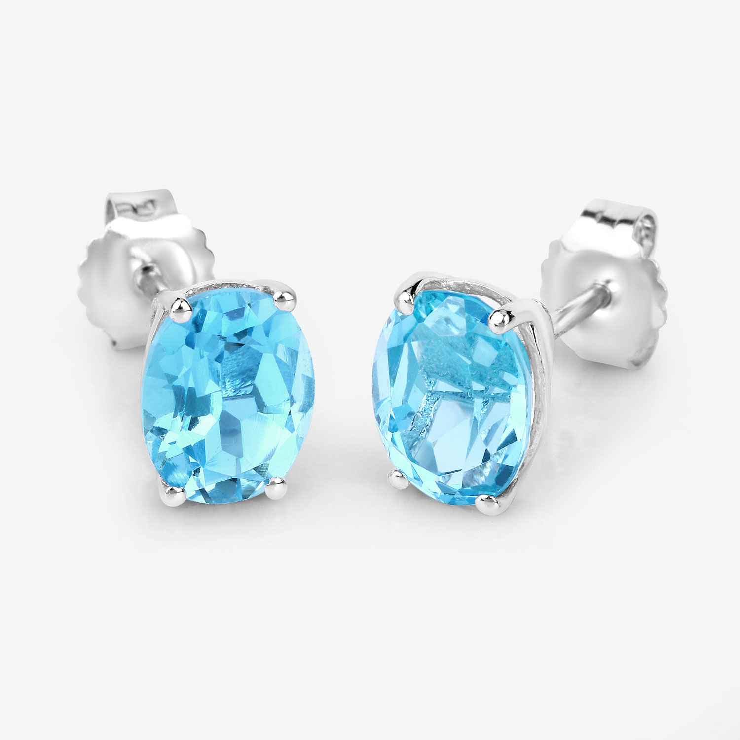4.00 Carat Genuine Swiss Blue Topaz .925 Sterling Silver Earrings