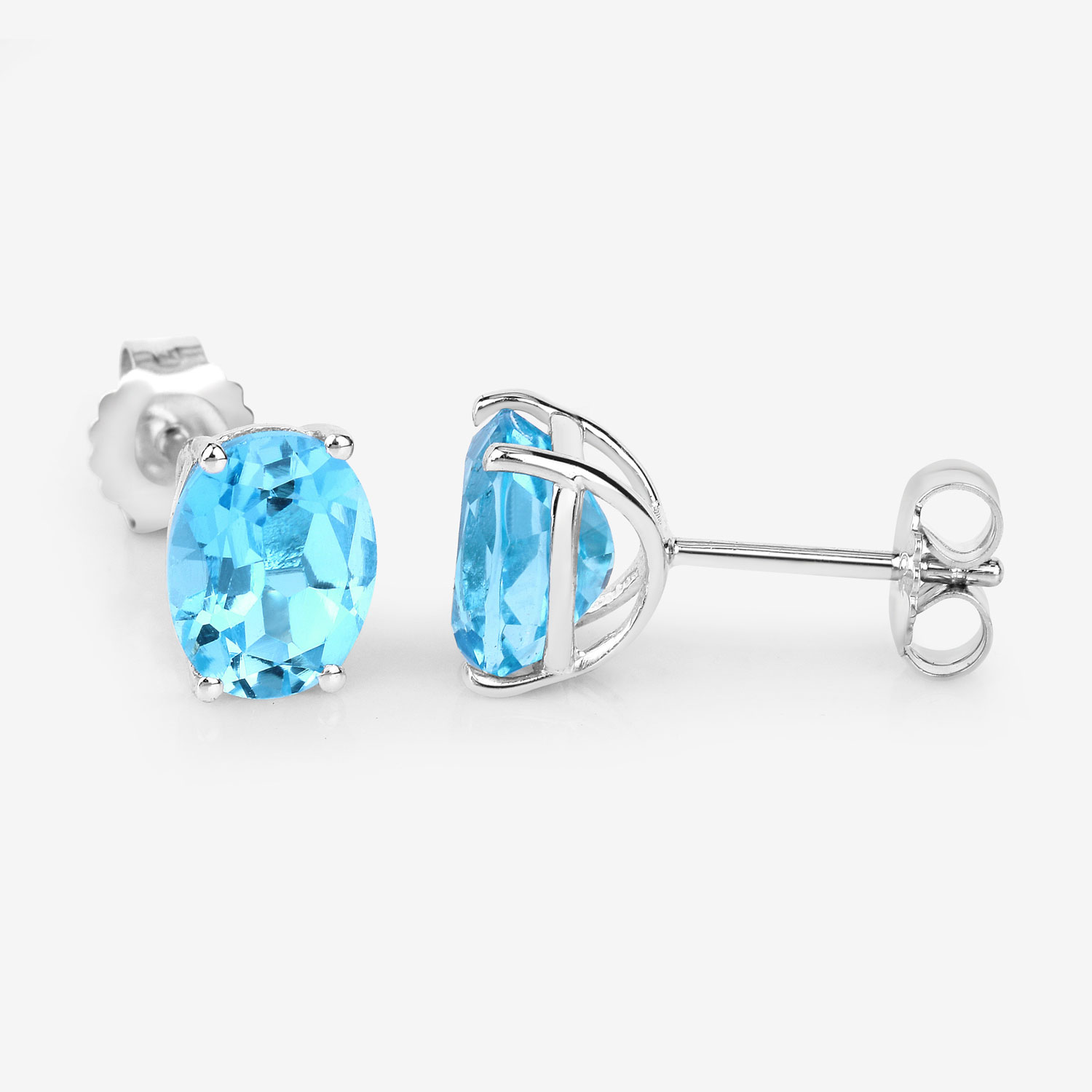 4.00 Carat Genuine Swiss Blue Topaz .925 Sterling Silver Earrings