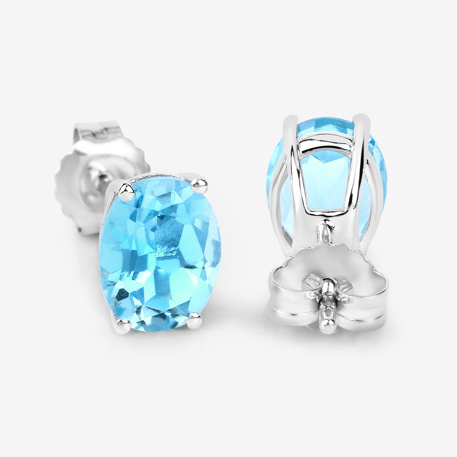 4.00 Carat Genuine Swiss Blue Topaz .925 Sterling Silver Earrings