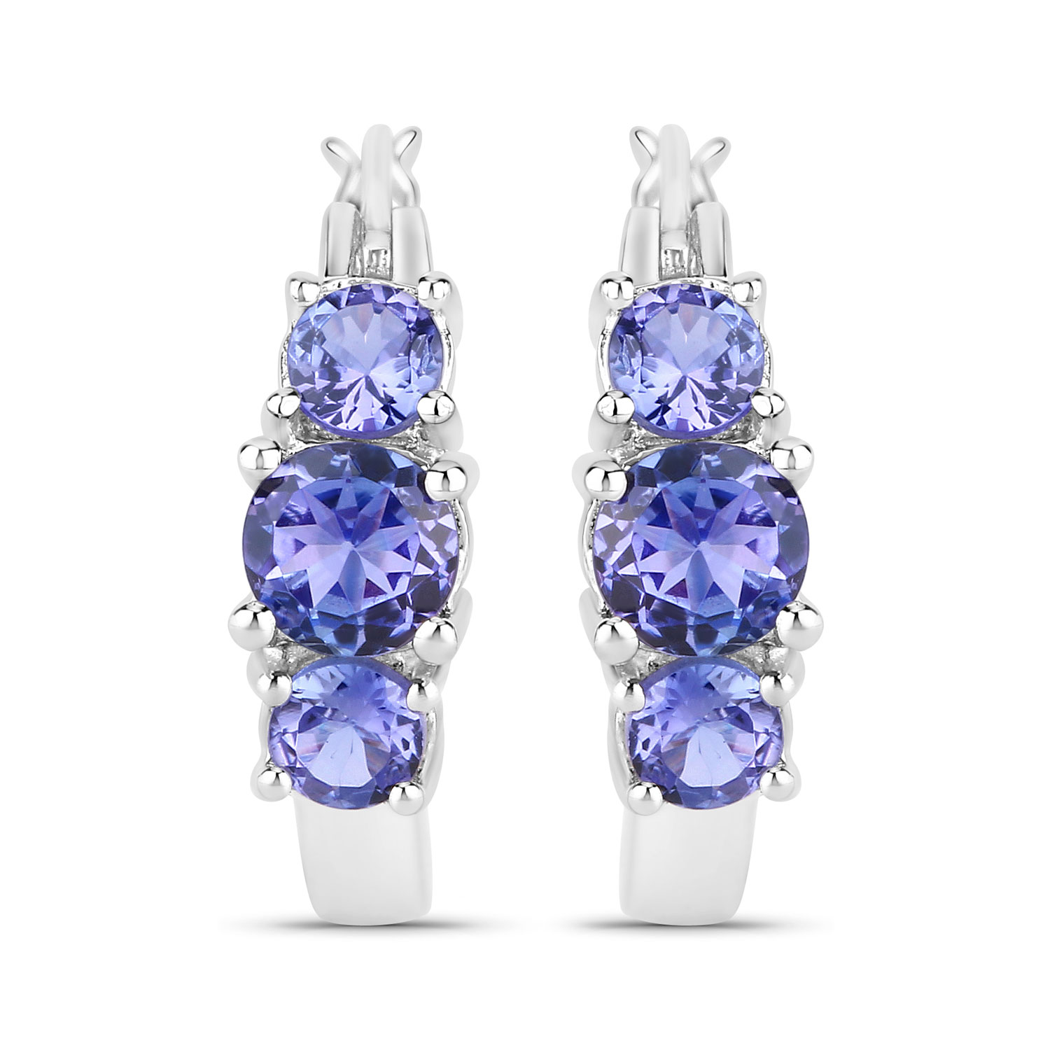 1.58 Carat Genuine Tanzanite .925 Sterling Silver Earrings