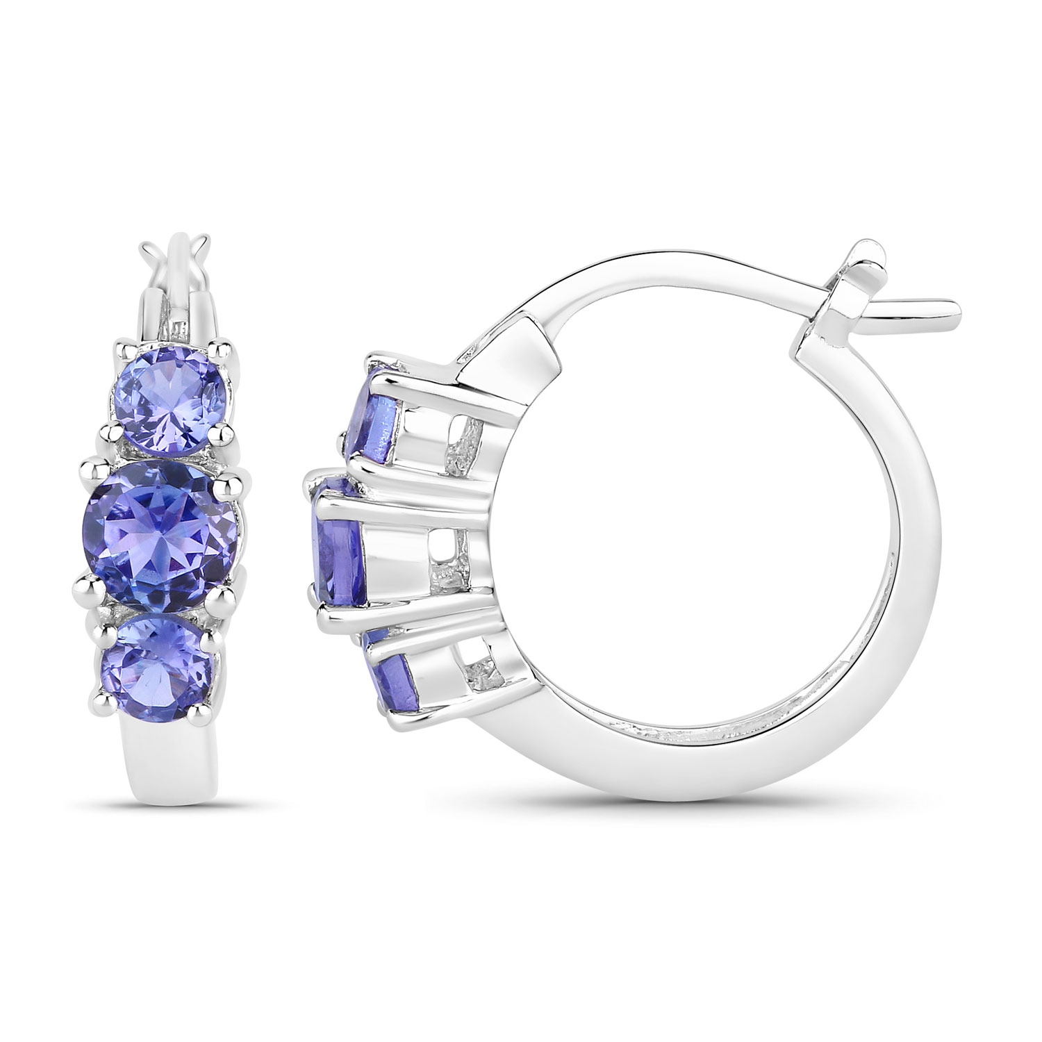 1.58 Carat Genuine Tanzanite .925 Sterling Silver Earrings
