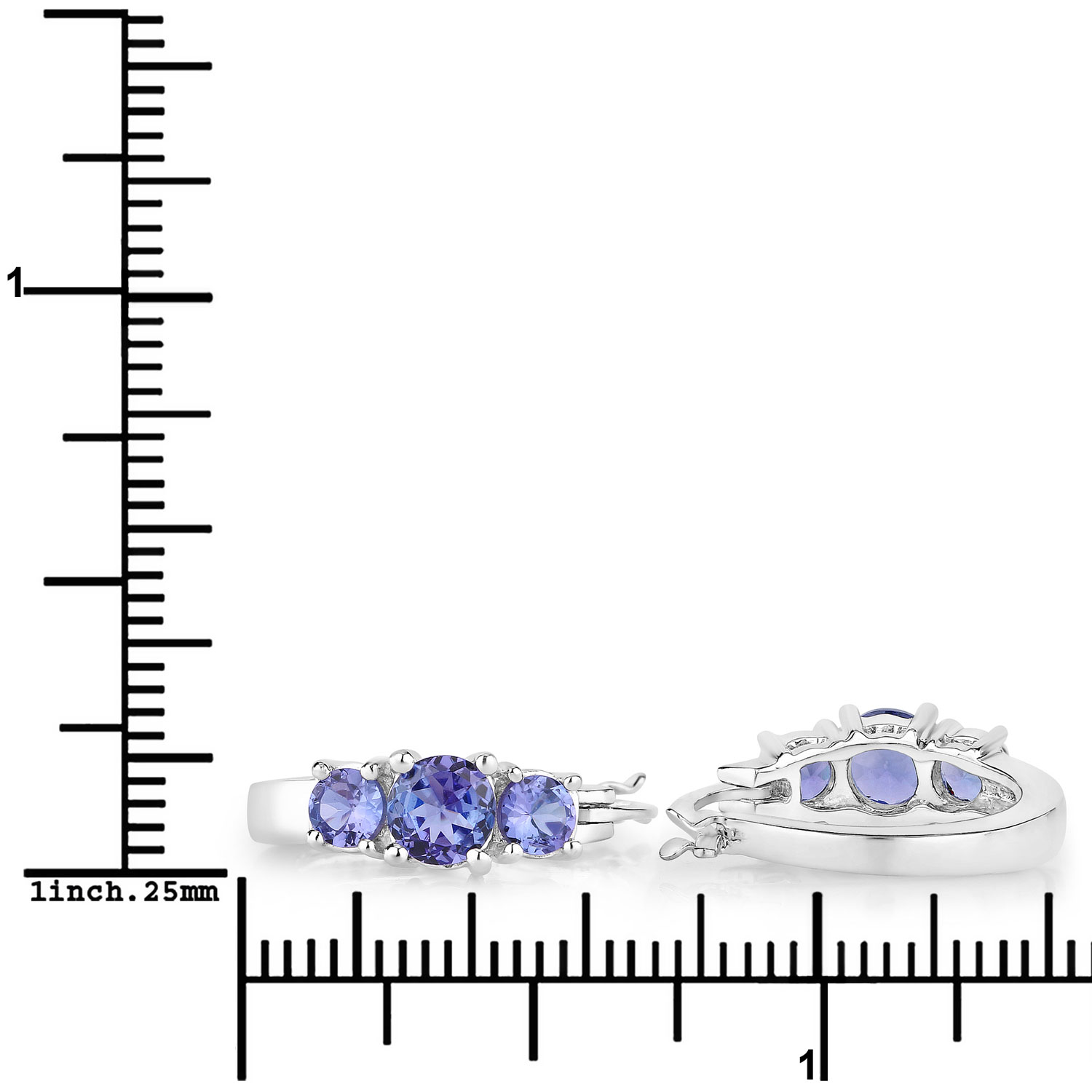 1.58 Carat Genuine Tanzanite .925 Sterling Silver Earrings