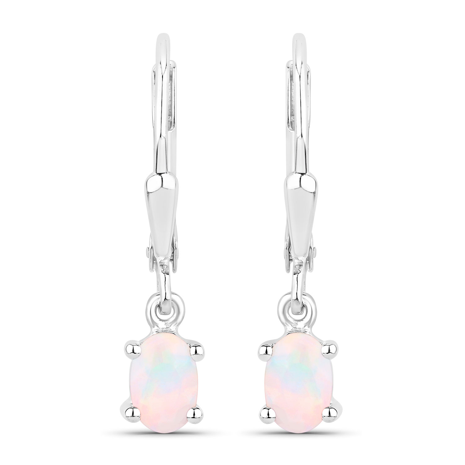 0.48 Carat Genuine Ethiopian Opal .925 Sterling Silver Earrings