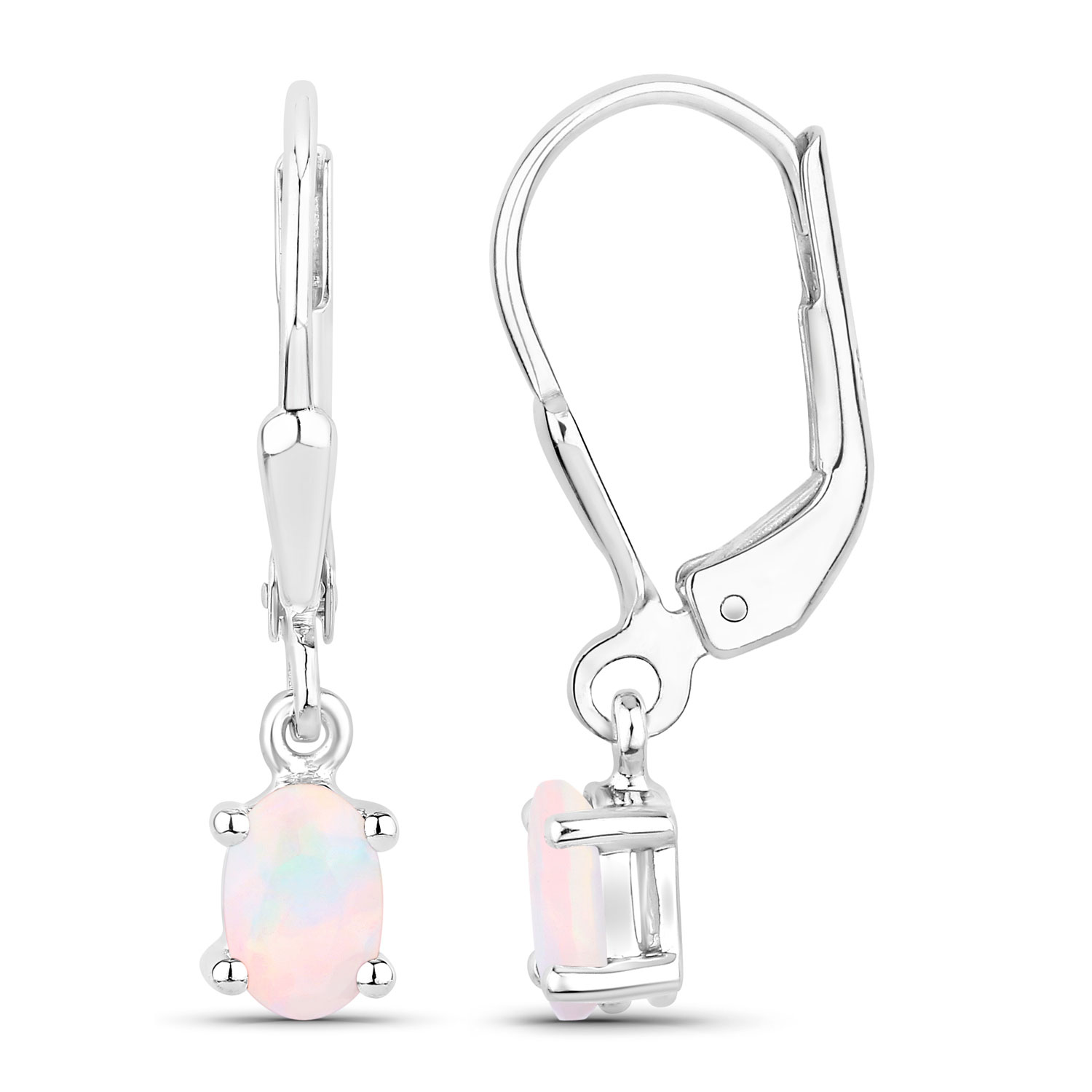 0.48 Carat Genuine Ethiopian Opal .925 Sterling Silver Earrings