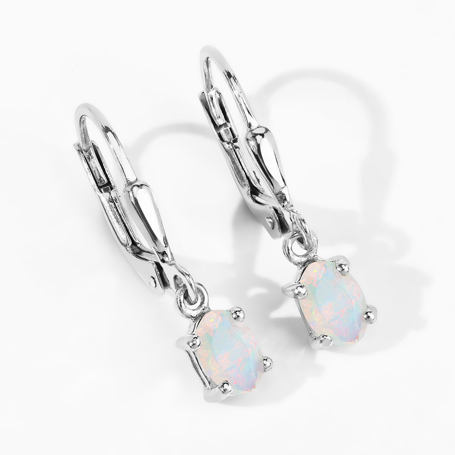 0.48 Carat Genuine Ethiopian Opal .925 Sterling Silver Earrings