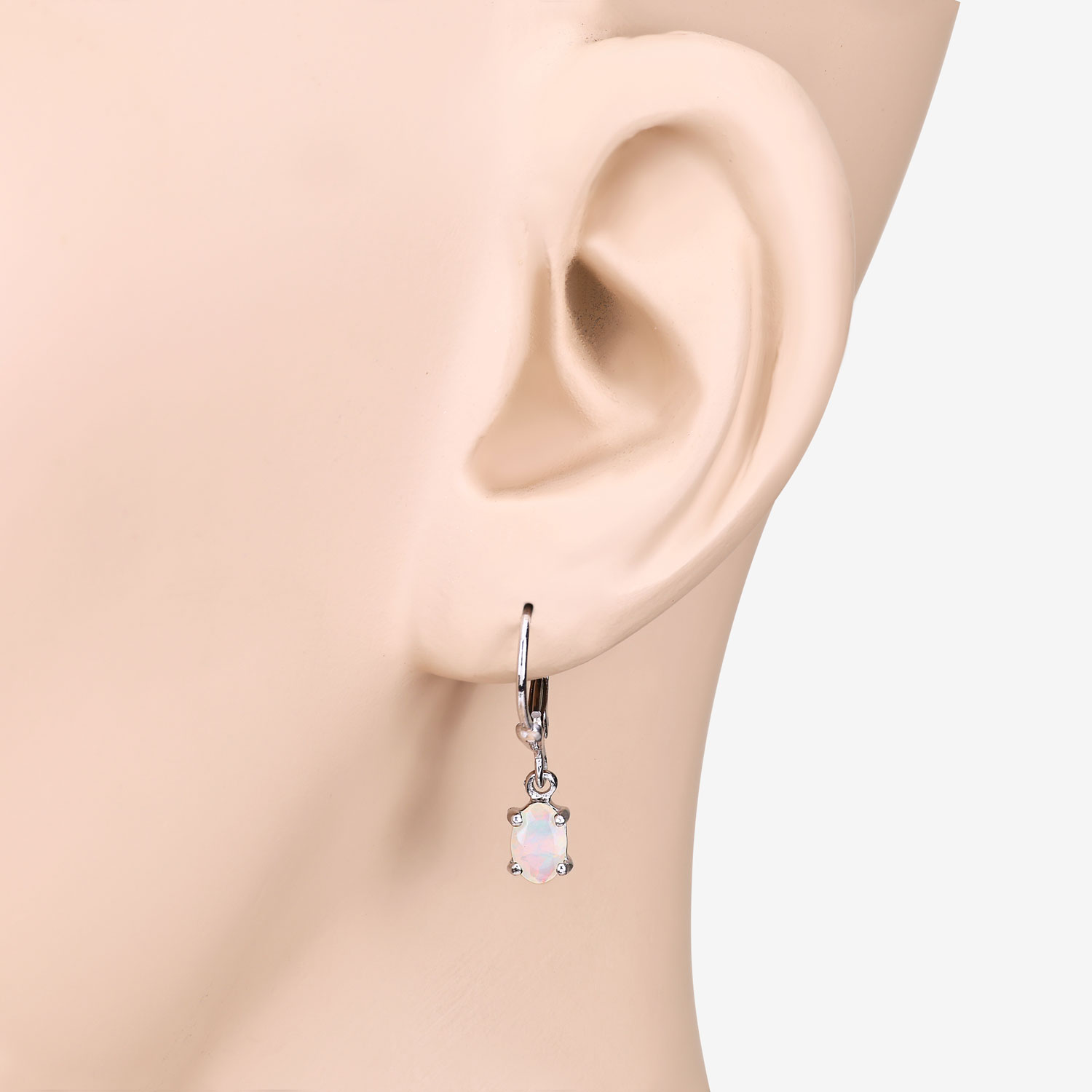 0.48 Carat Genuine Ethiopian Opal .925 Sterling Silver Earrings