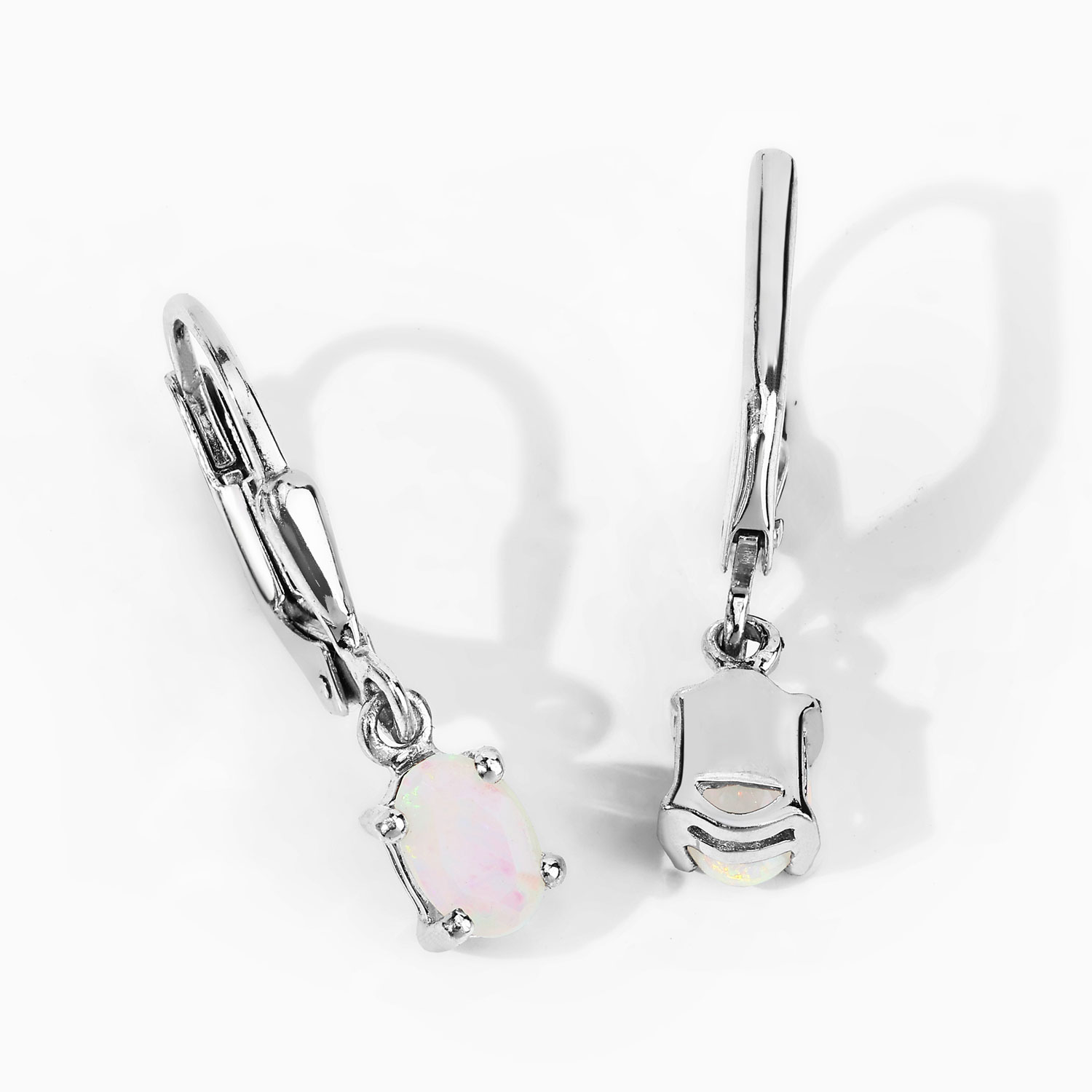 0.48 Carat Genuine Ethiopian Opal .925 Sterling Silver Earrings