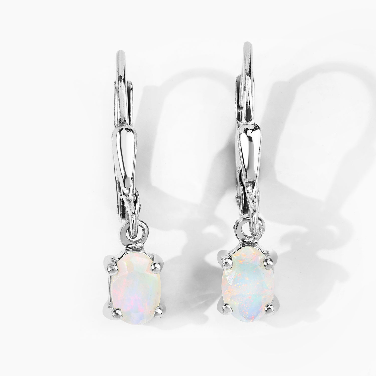 0.48 Carat Genuine Ethiopian Opal .925 Sterling Silver Earrings