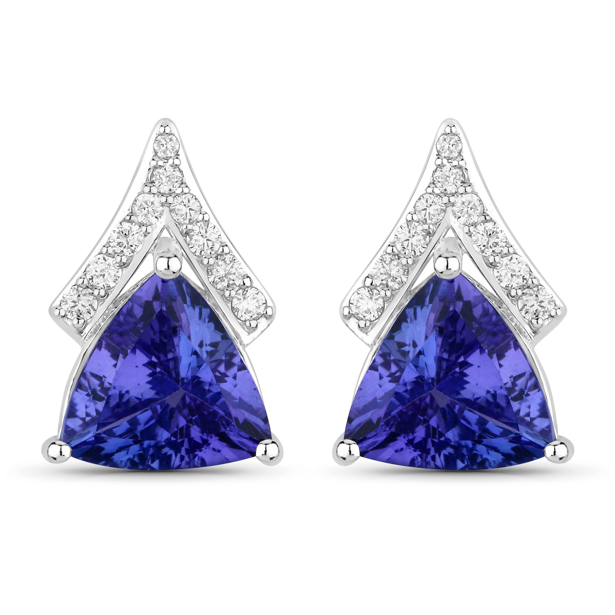 Tanzanite Stud Earrings in 14K White Gold