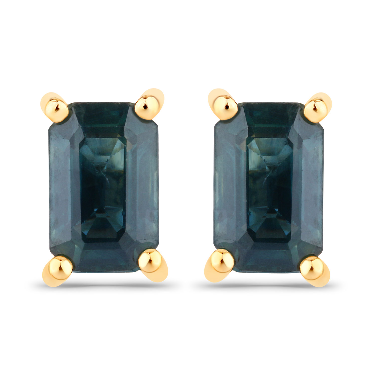 0.80 Carat Genuine Blue Sapphire 14K Yellow Gold Earrings