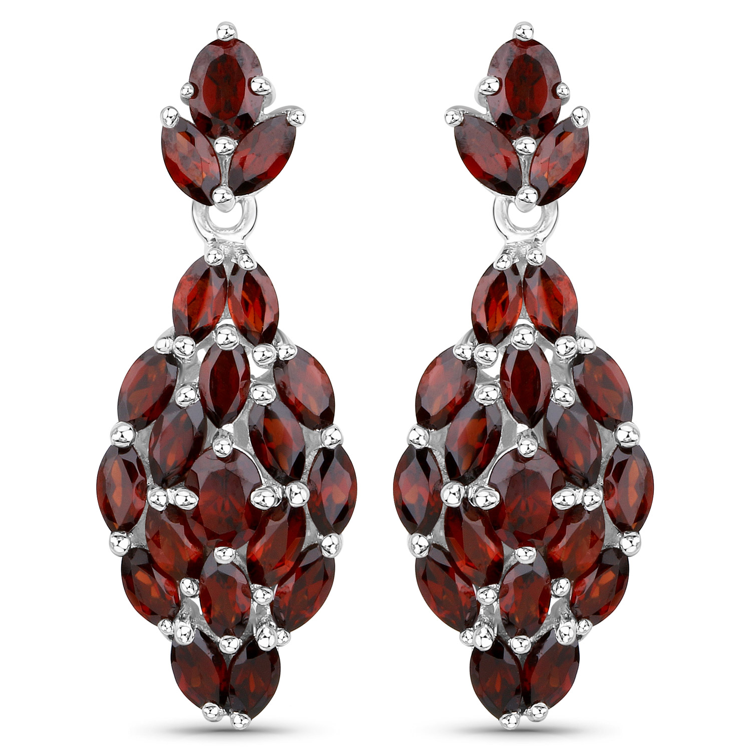 5.12 Carat Genuine Garnet .925 Sterling Silver Earrings