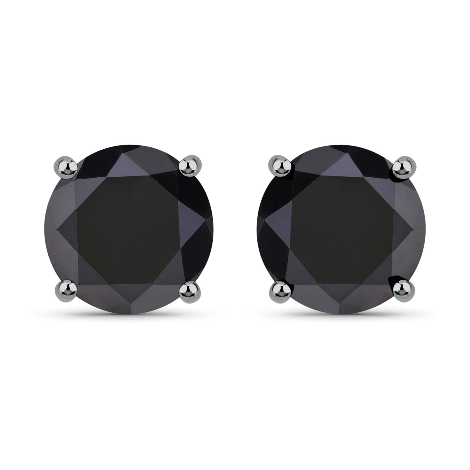 3.24 Carat Genuine Black Diamond 14K White Gold Earrings