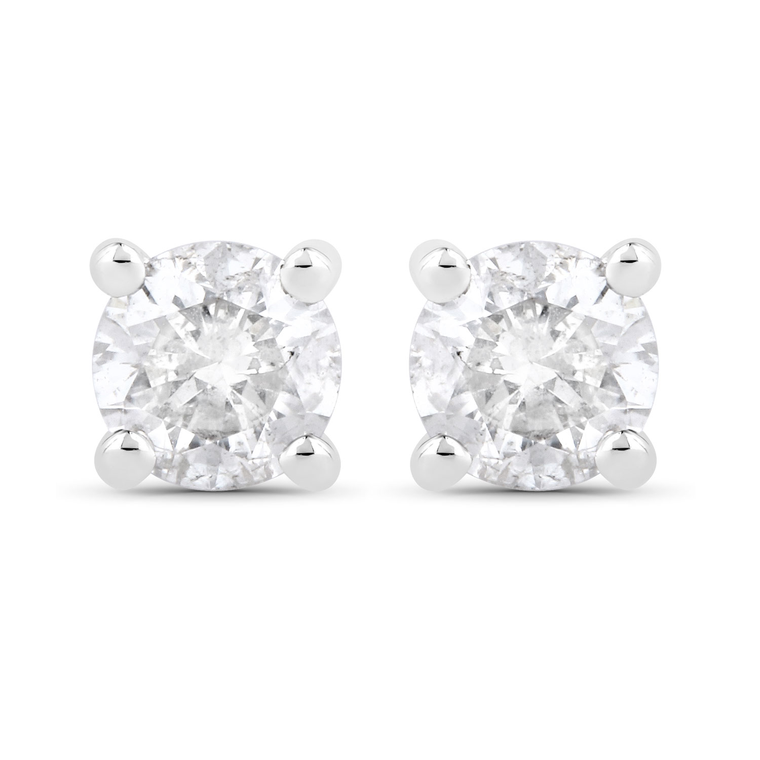 0.30 Carat Genuine White Diamond 14K White Gold Earrings