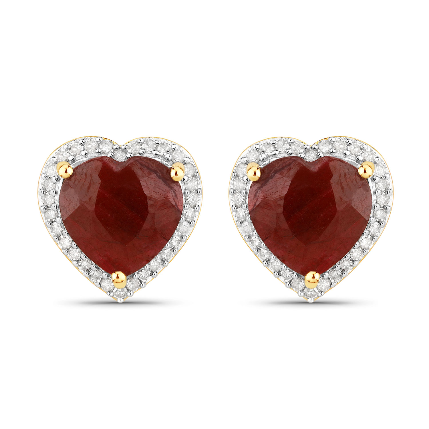 6.13 Carat Dyed Ruby and White Diamond .925 Sterling Silver Earring