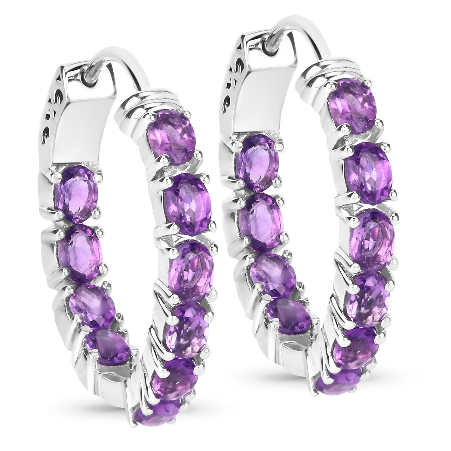 3.20 Carat Genuine Amethyst .925 Sterling Silver Earrings