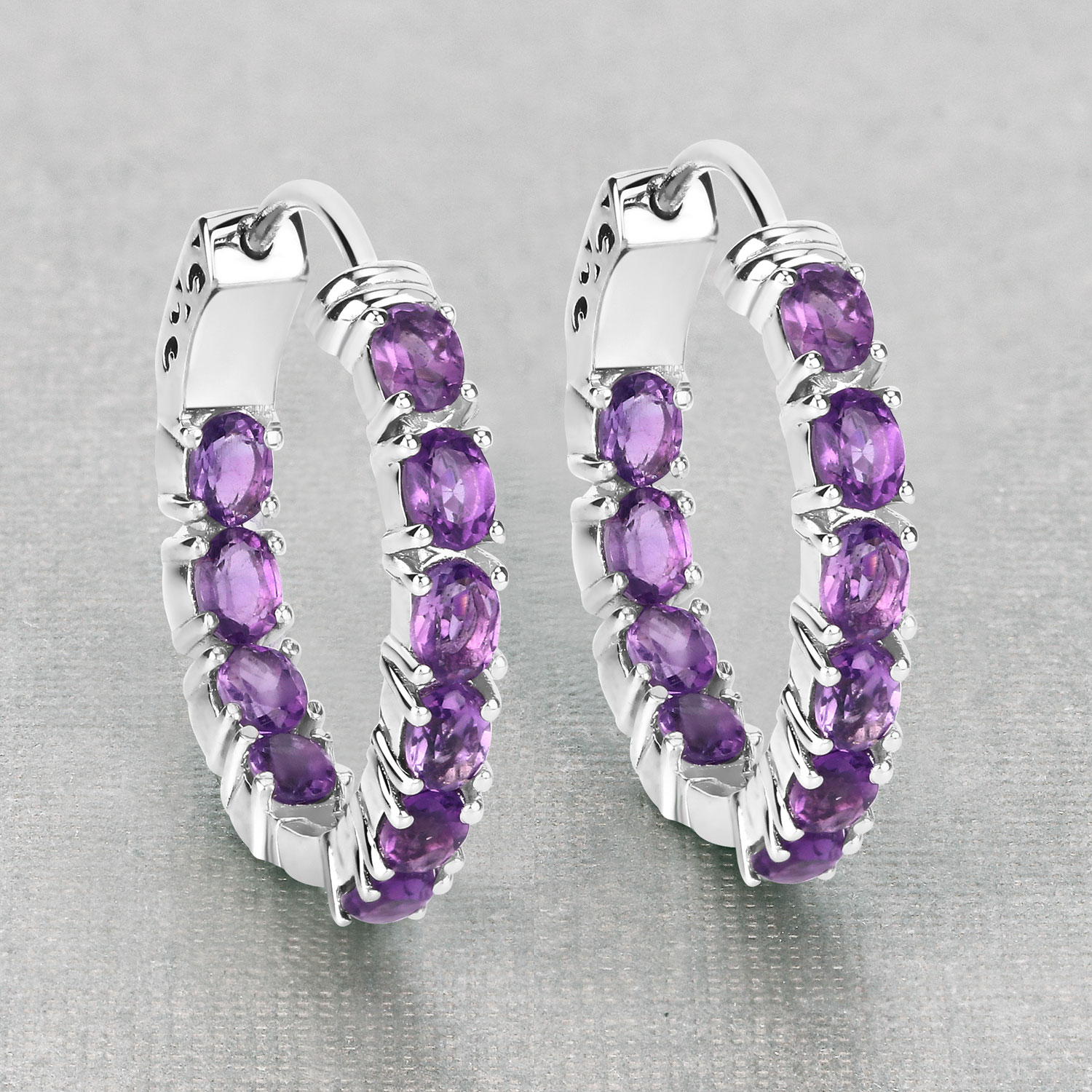 3.20 Carat Genuine Amethyst .925 Sterling Silver Earrings