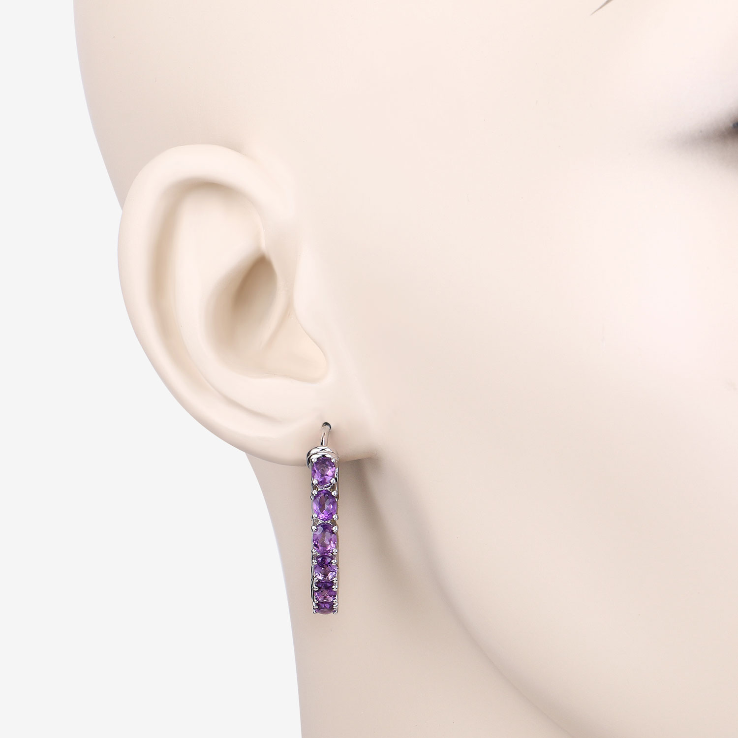 3.20 Carat Genuine Amethyst .925 Sterling Silver Earrings
