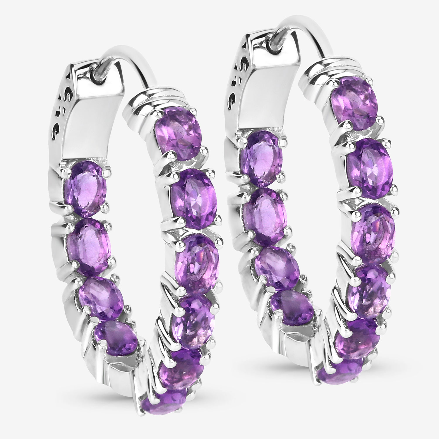 3.20 Carat Genuine Amethyst .925 Sterling Silver Earrings