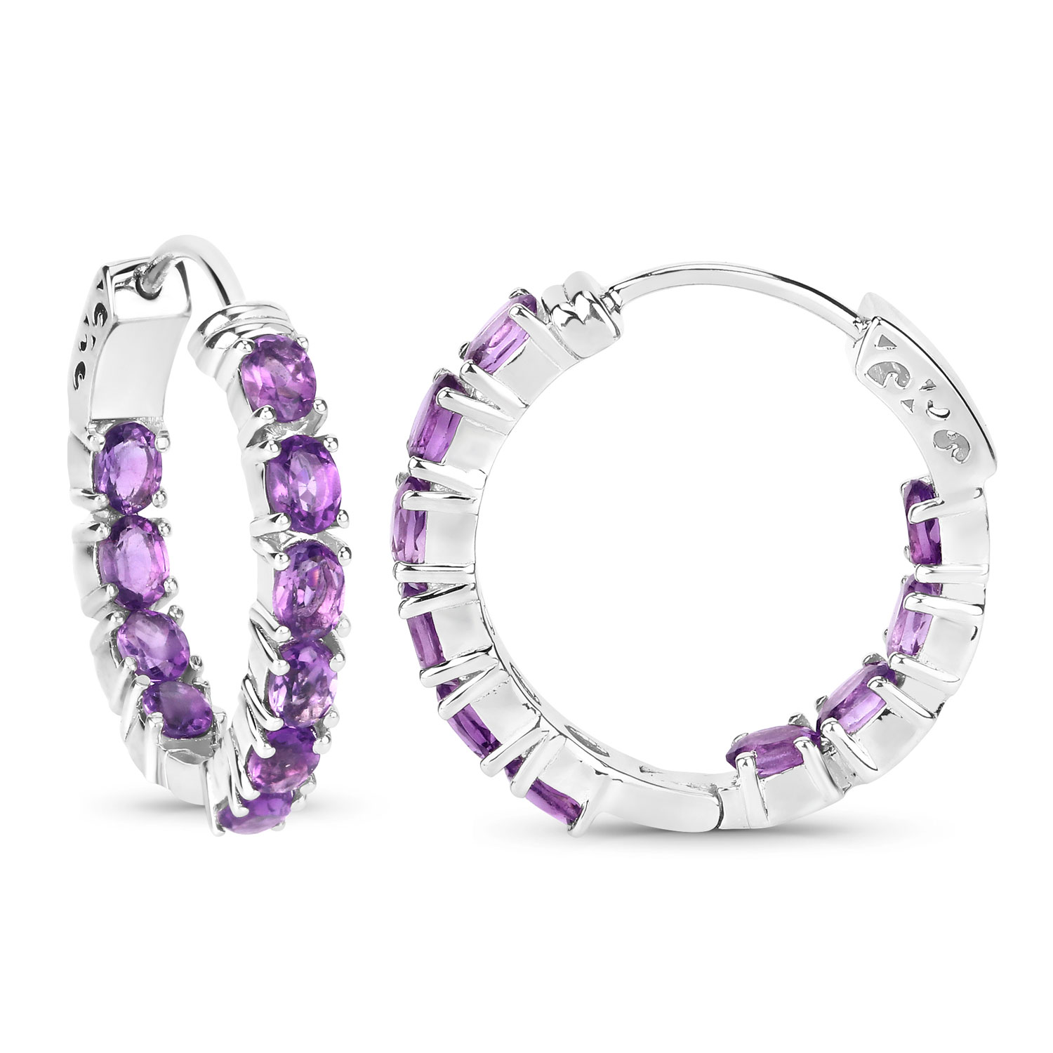 3.20 Carat Genuine Amethyst .925 Sterling Silver Earrings