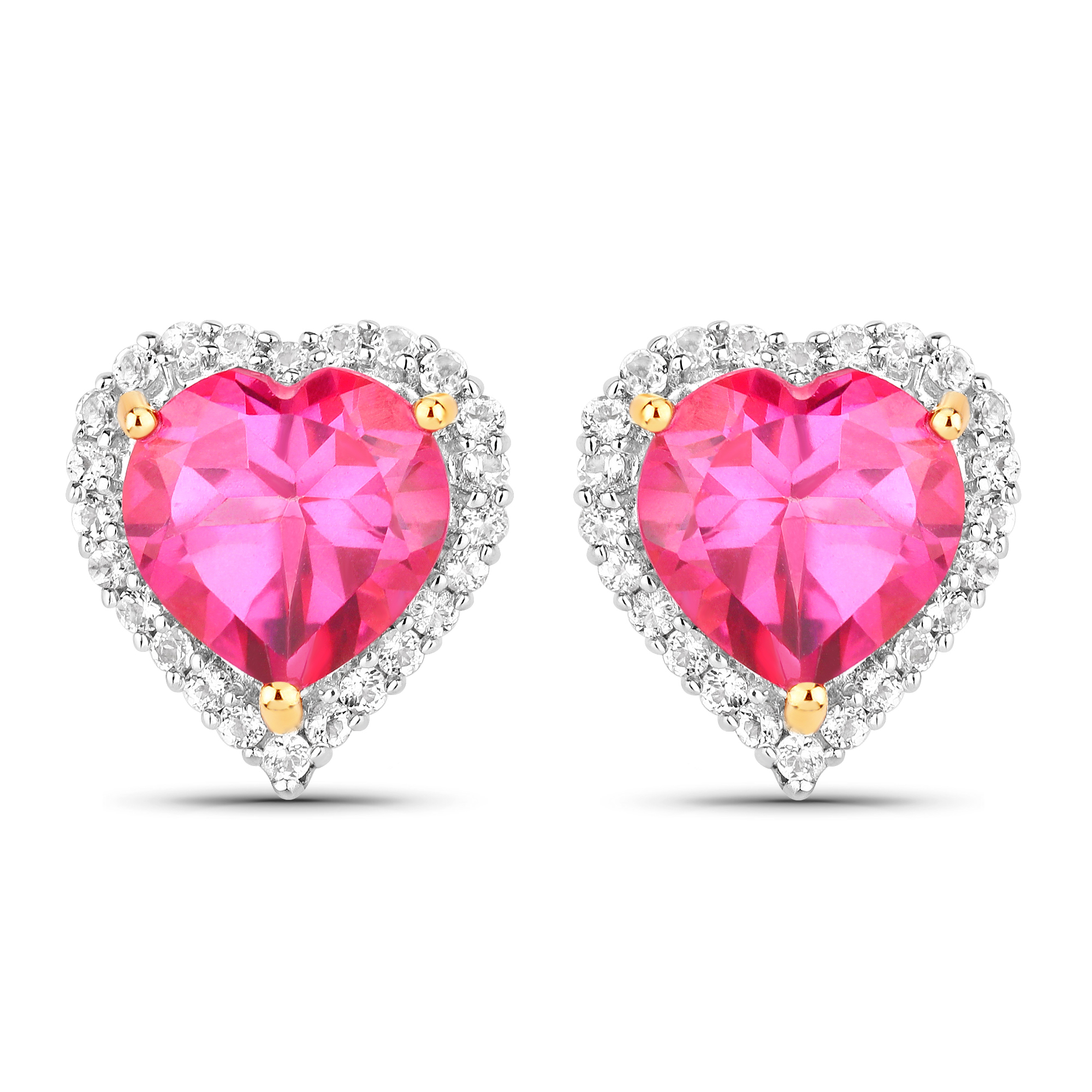 5.04 Carat Genuine Pink Topaz and White Topaz .925 Sterling Silver Earrings
