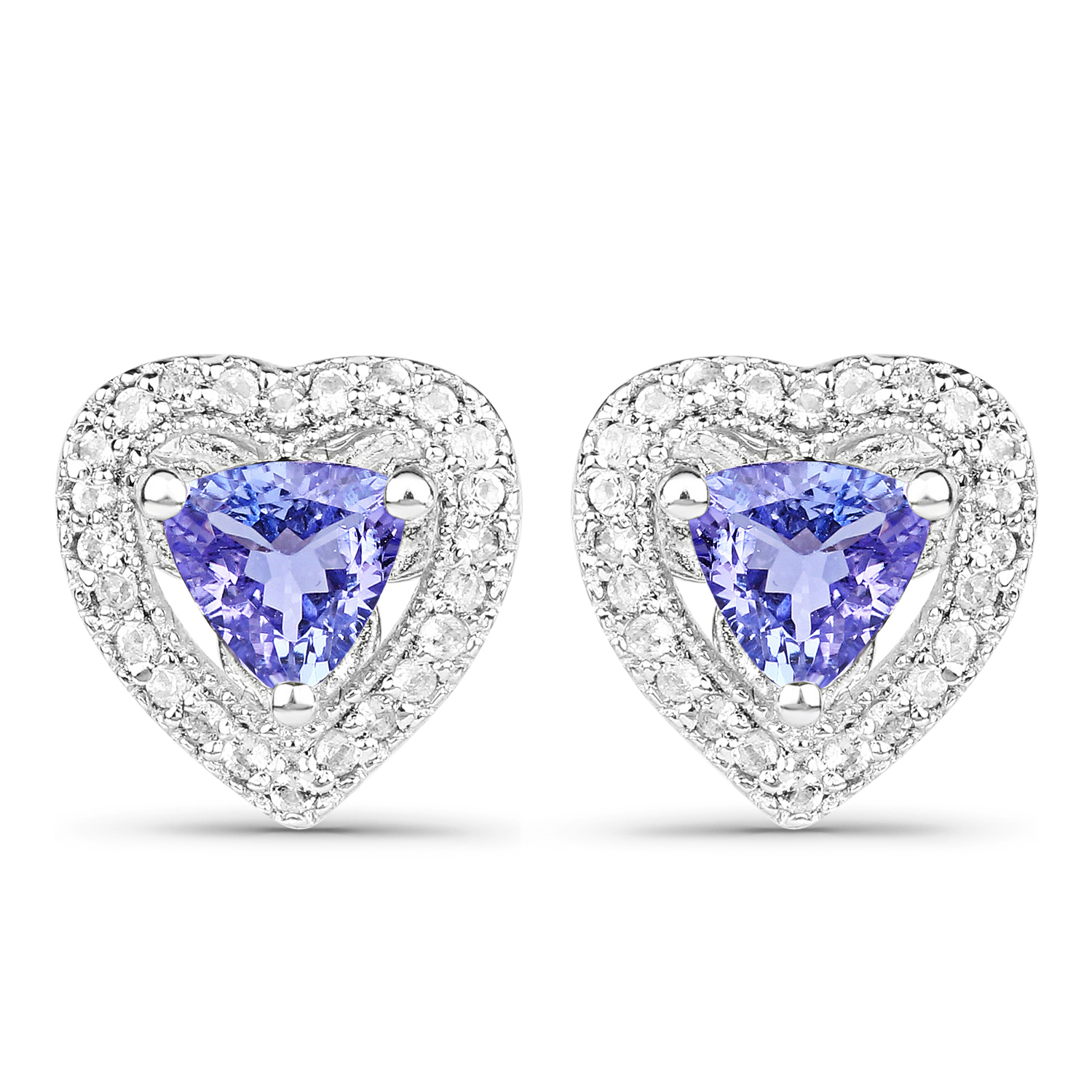 1.18 Carat Genuine Tanzanite & White Topaz .925 Sterling Silver Earrings