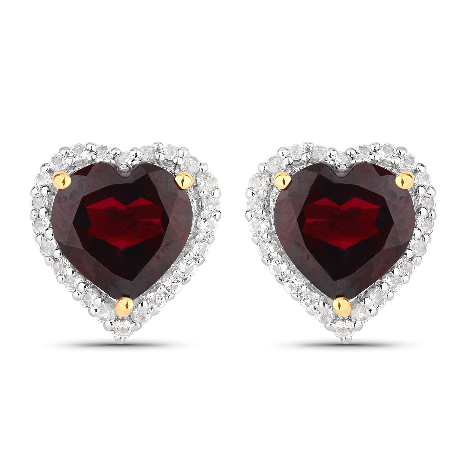 5.48 Carat Genuine Garnet and White Topaz .925 Sterling Silver Earrings