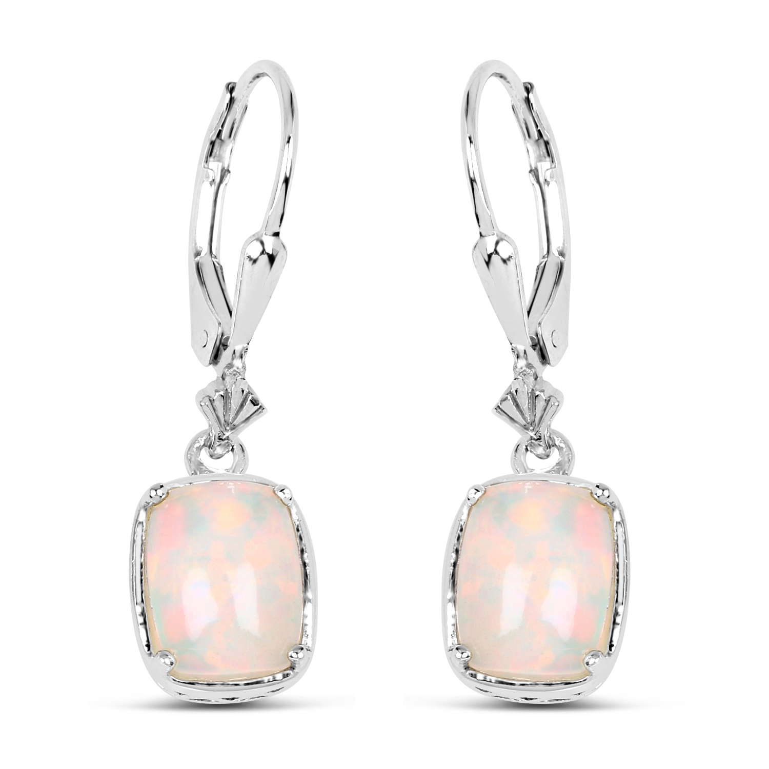 2.52 Carat Genuine Ethiopian Opal .925 Sterling Silver Earrings