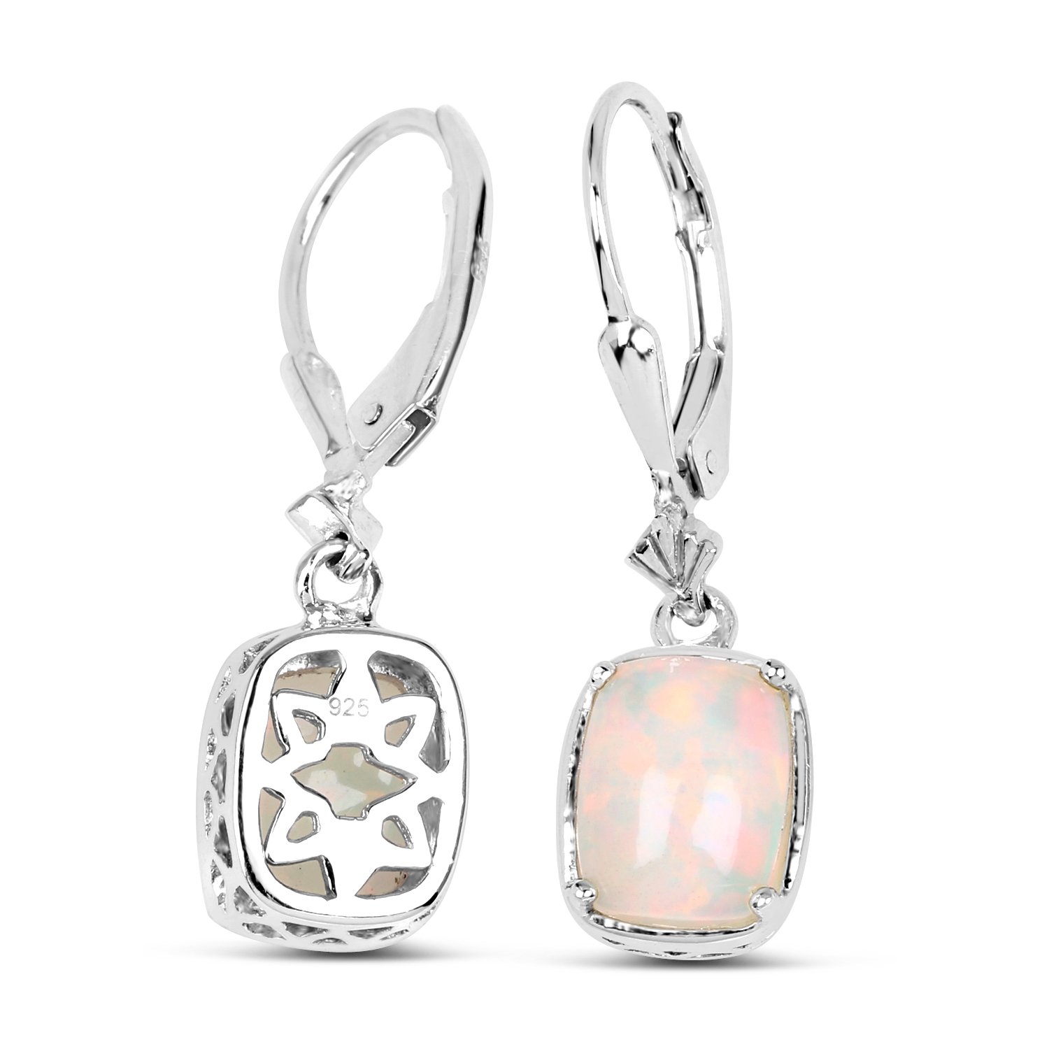2.52 Carat Genuine Ethiopian Opal .925 Sterling Silver Earrings