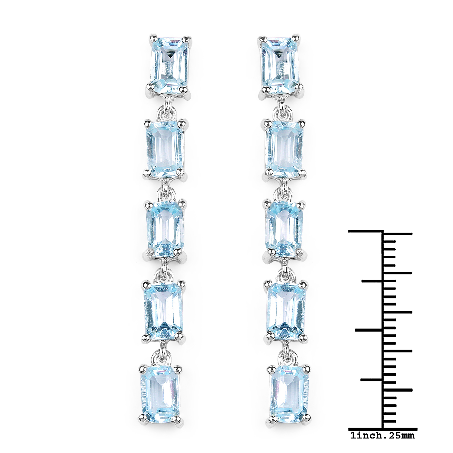 6.80 Carat Genuine Blue Topaz .925 Sterling Silver Earrings