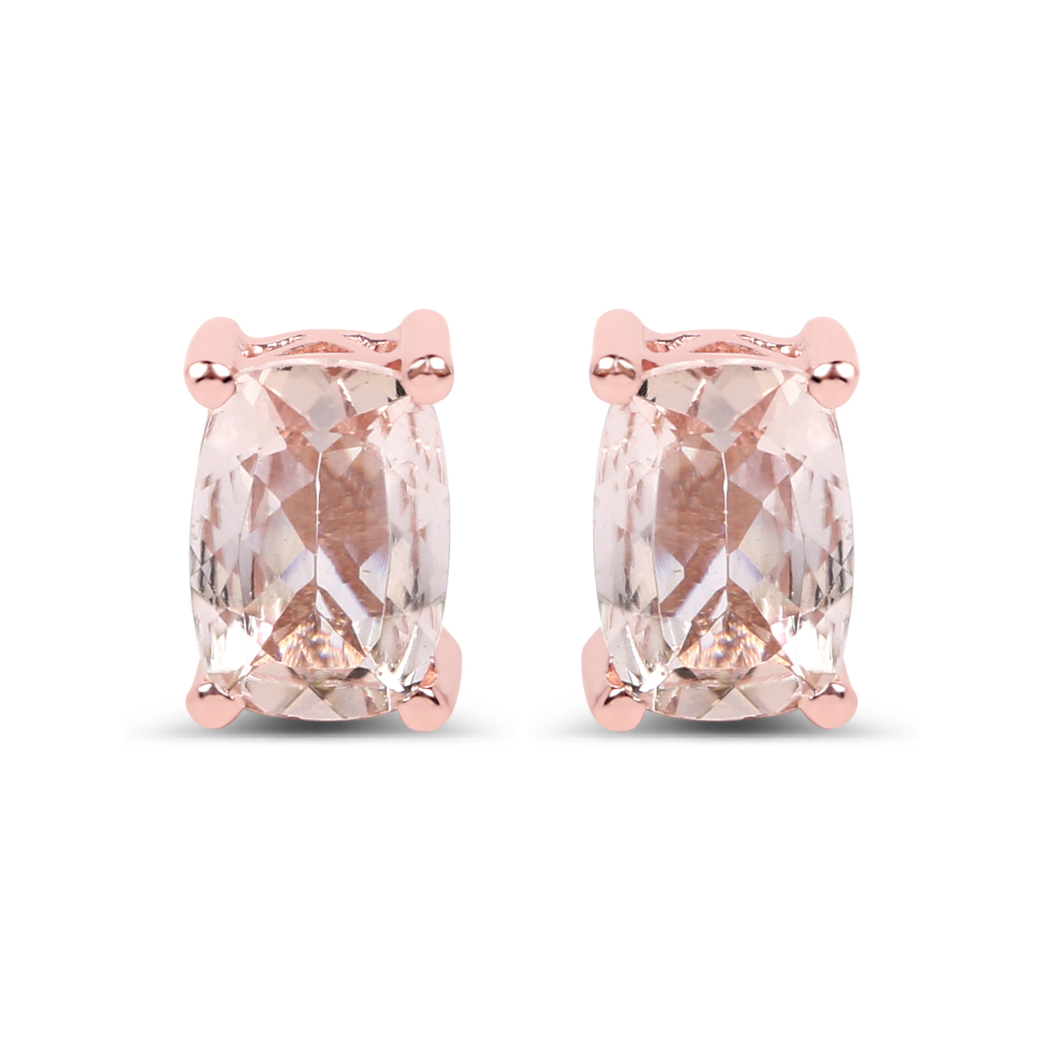 18K Rose Gold Plated 1.70 Carat Genuine Morganite .925 Sterling Silver Earrings