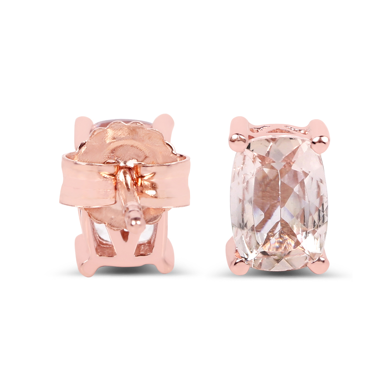 18K Rose Gold Plated 1.70 Carat Genuine Morganite .925 Sterling Silver Earrings
