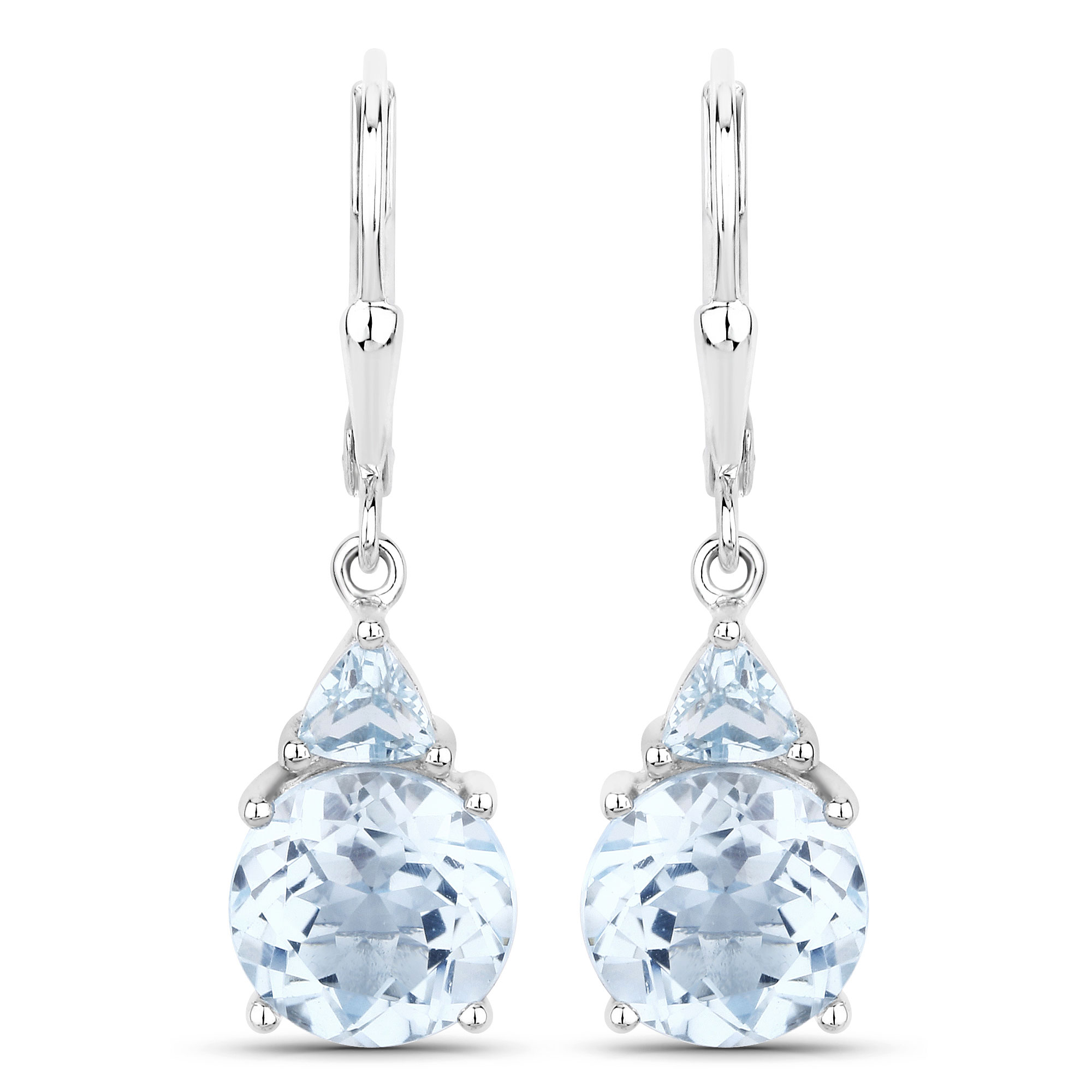 7.52 Carat Genuine Baby Swiss Blue Topaz and Blue Topaz .925 Sterling Silver Earrings