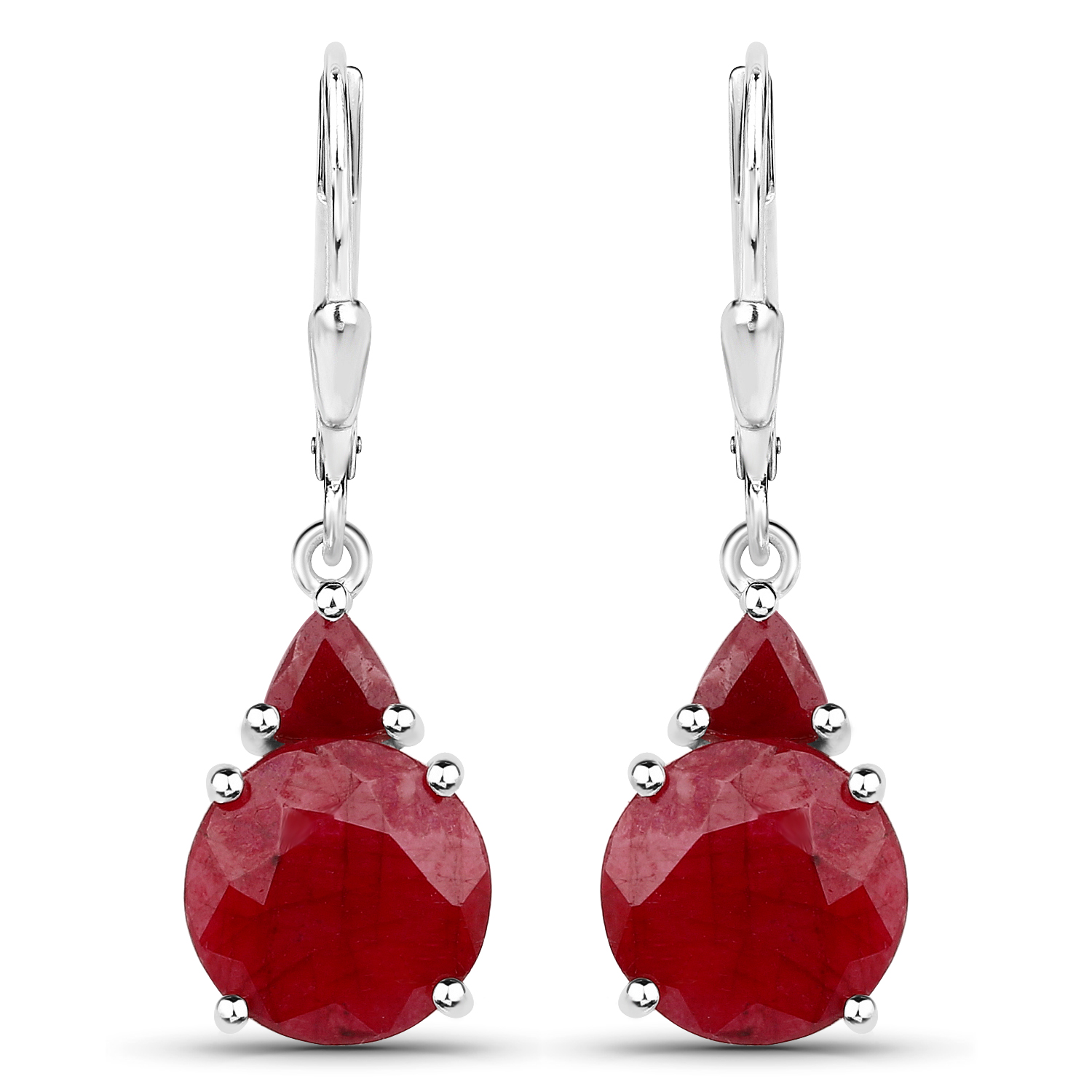7.10 Carat Dyed Ruby .925 Sterling Silver Earrings