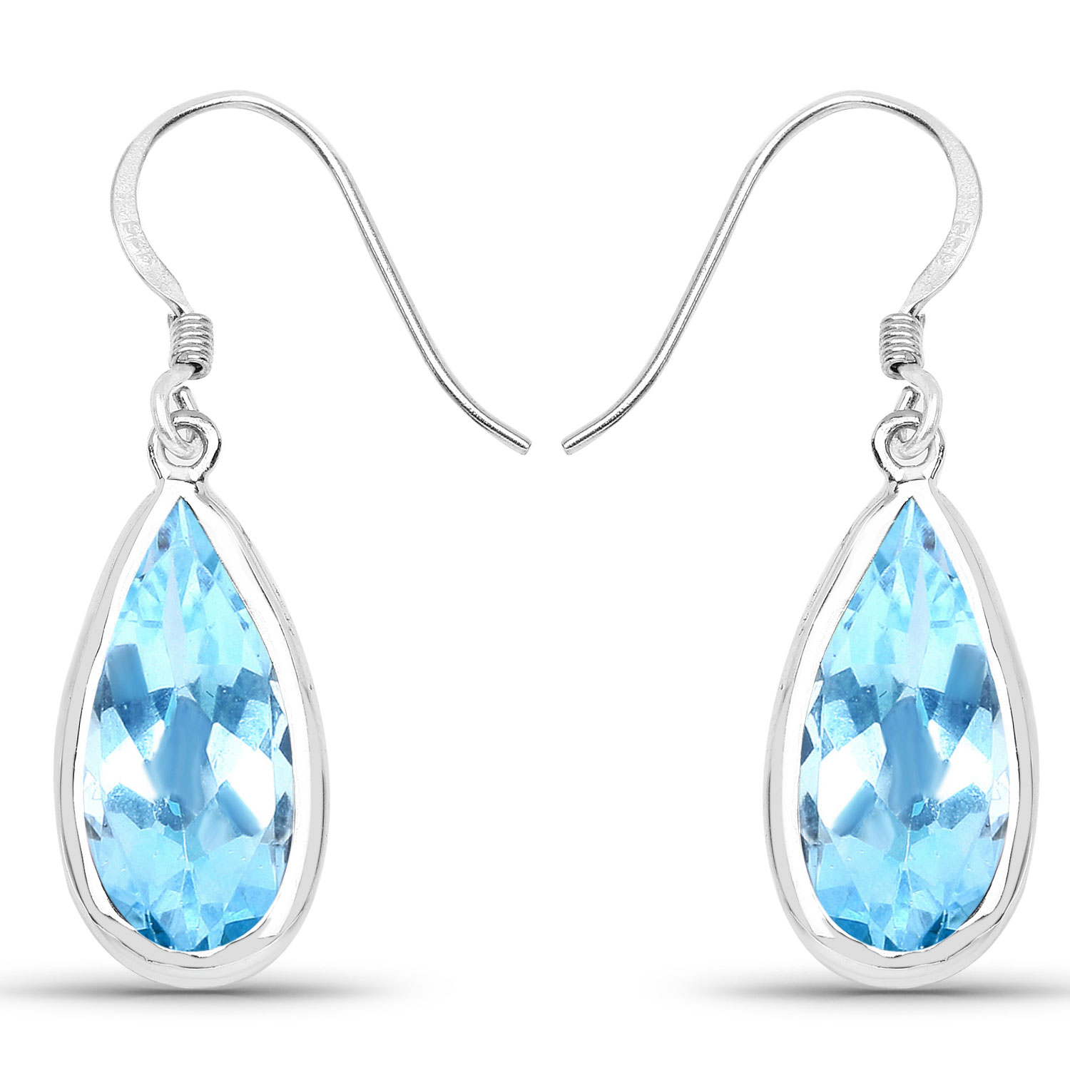 13.20 Carat Genuine Blue Topaz .925 Sterling Silver Earrings