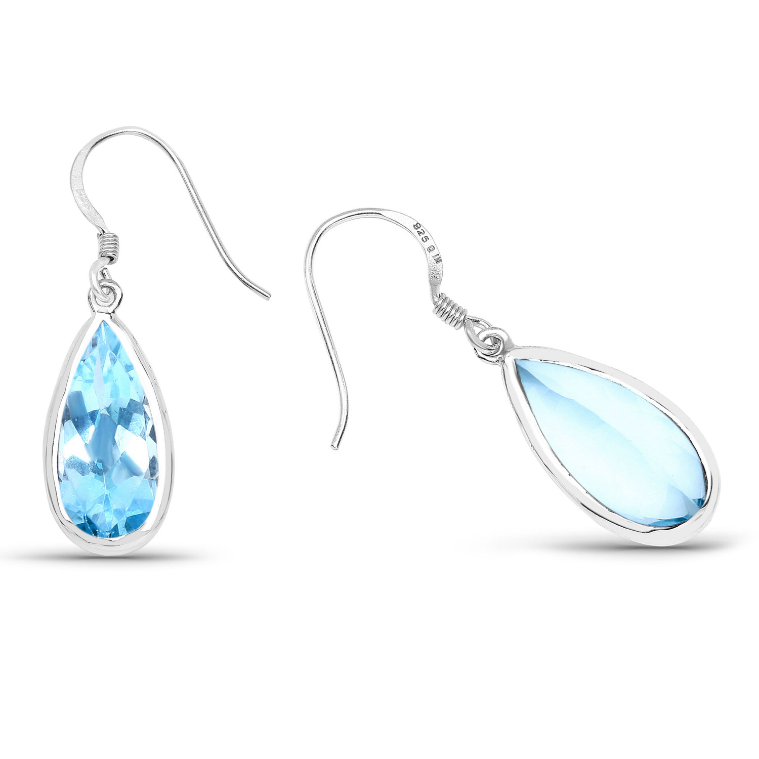 13.20 Carat Genuine Blue Topaz .925 Sterling Silver Earrings