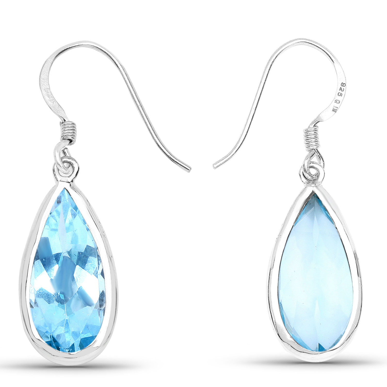 13.20 Carat Genuine Blue Topaz .925 Sterling Silver Earrings