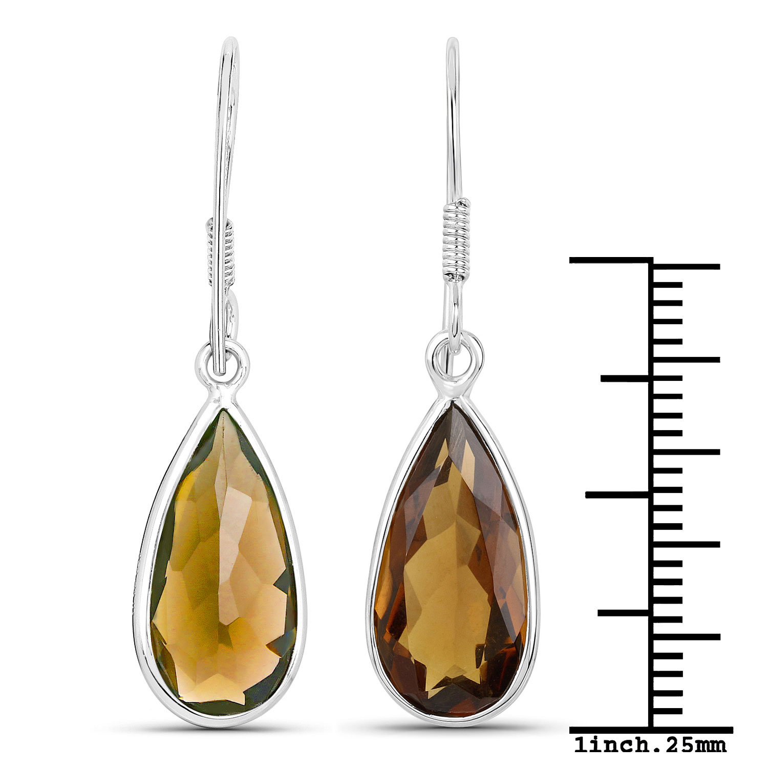 10.04 Carat Genuine Champagne Quartz .925 Sterling Silver Earrings