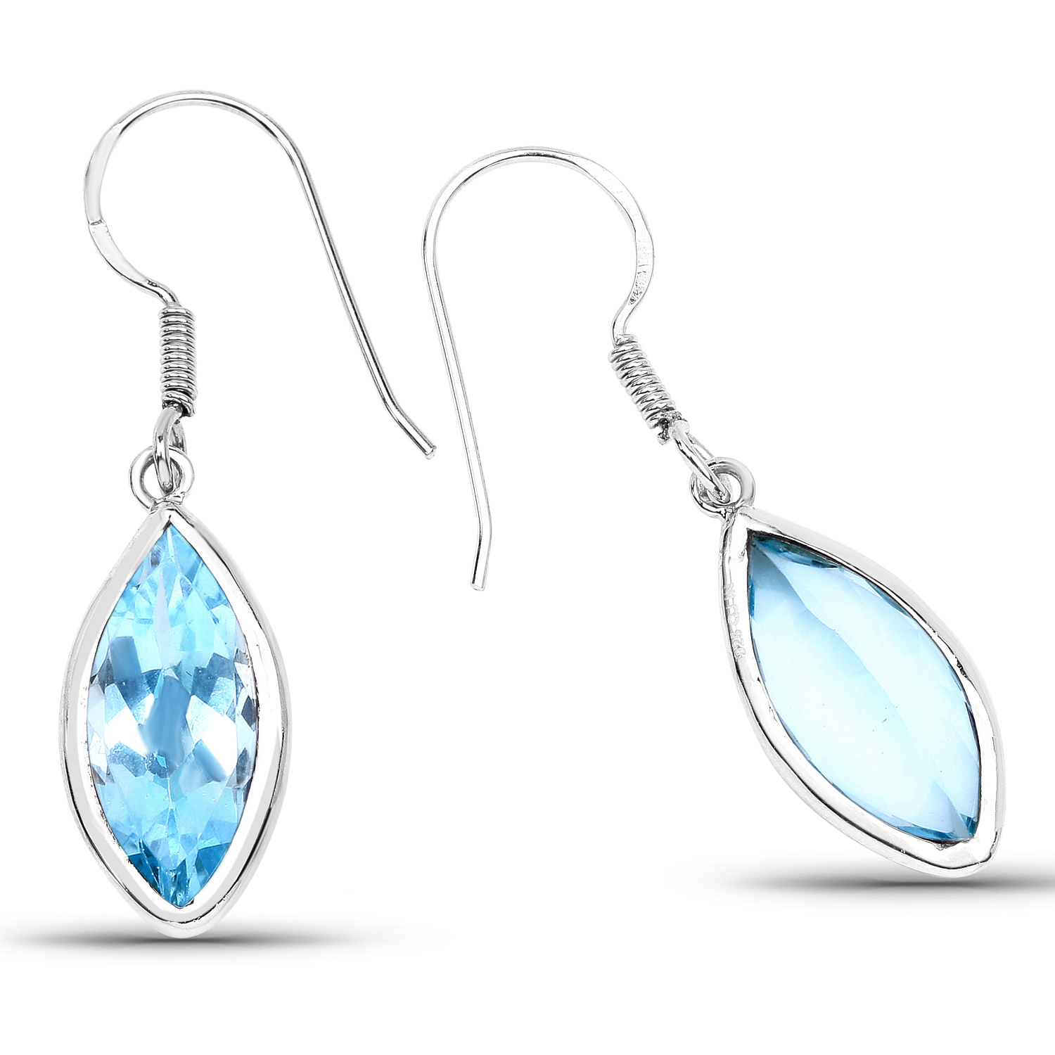 9.76 Carat Genuine Blue Topaz .925 Sterling Silver Earrings