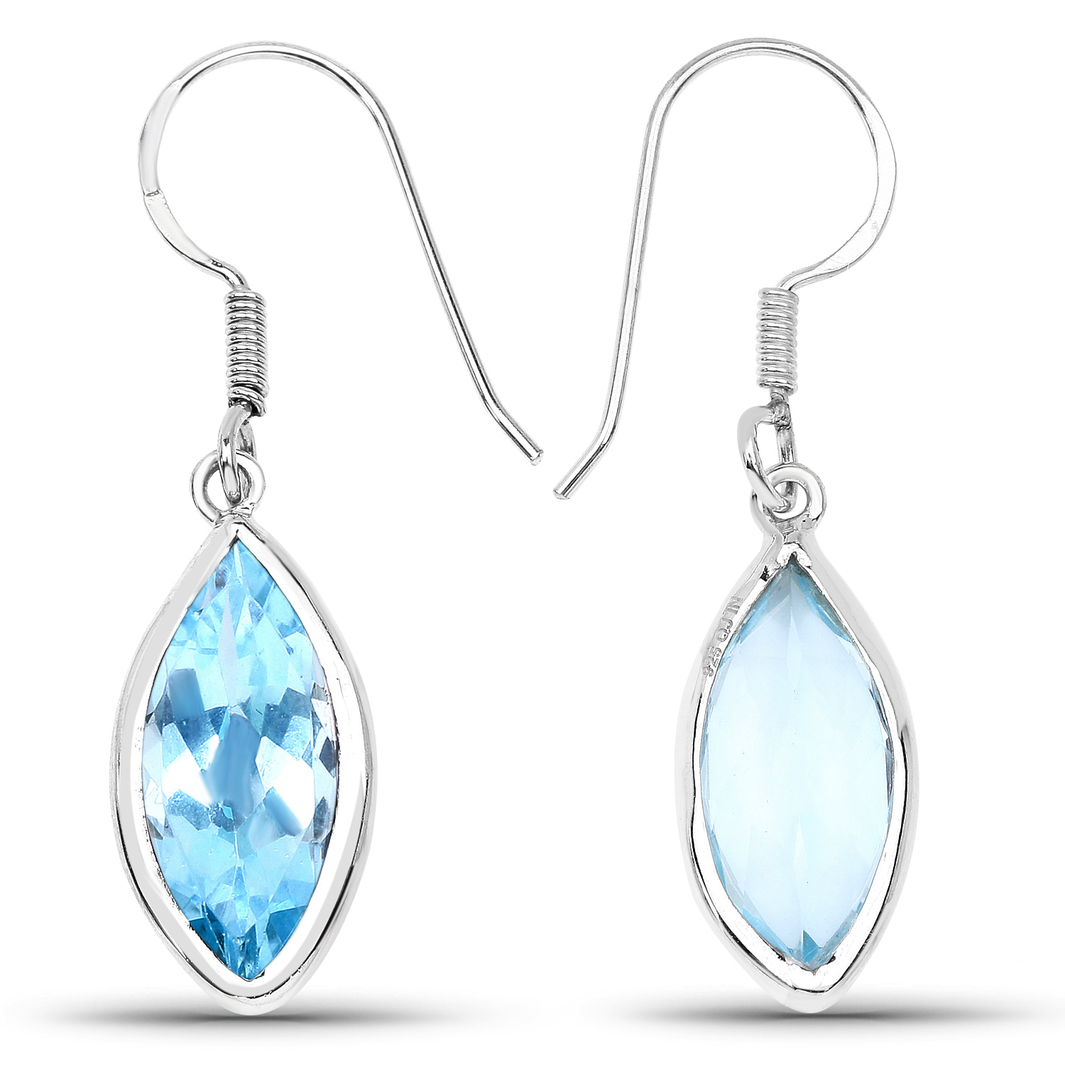 9.76 Carat Genuine Blue Topaz .925 Sterling Silver Earrings