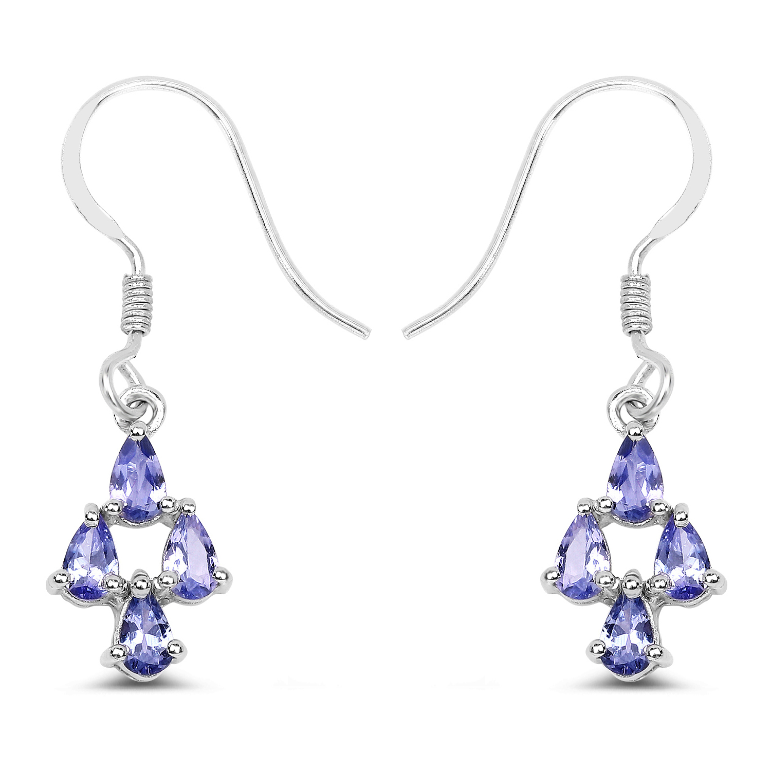 1.68 Carat Genuine Tanzanite .925 Sterling Silver Earrings