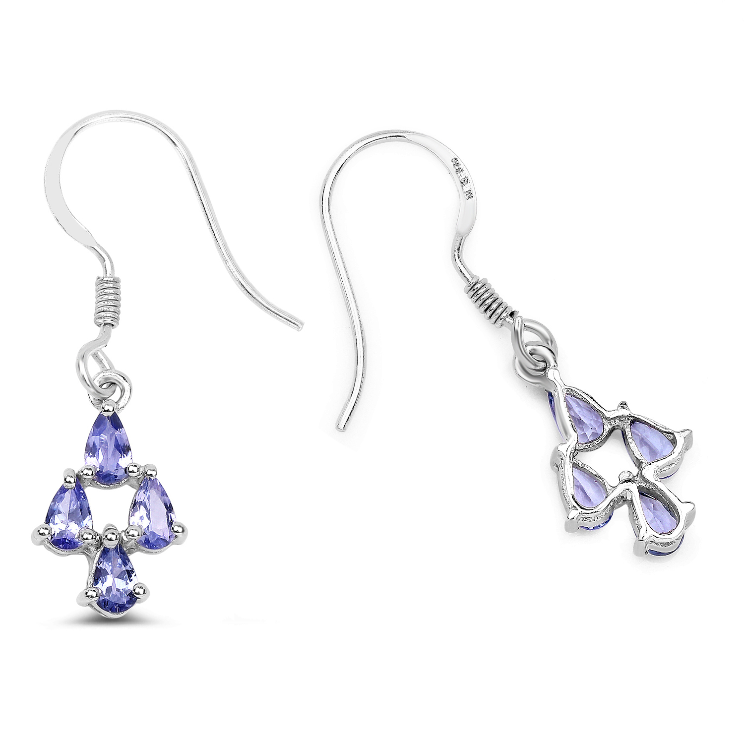 1.68 Carat Genuine Tanzanite .925 Sterling Silver Earrings
