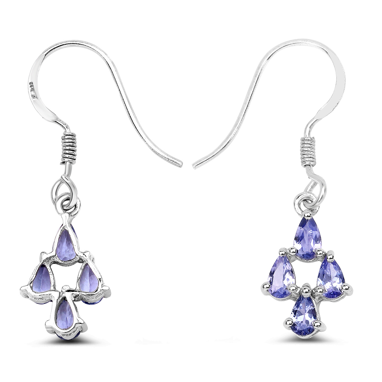 1.68 Carat Genuine Tanzanite .925 Sterling Silver Earrings