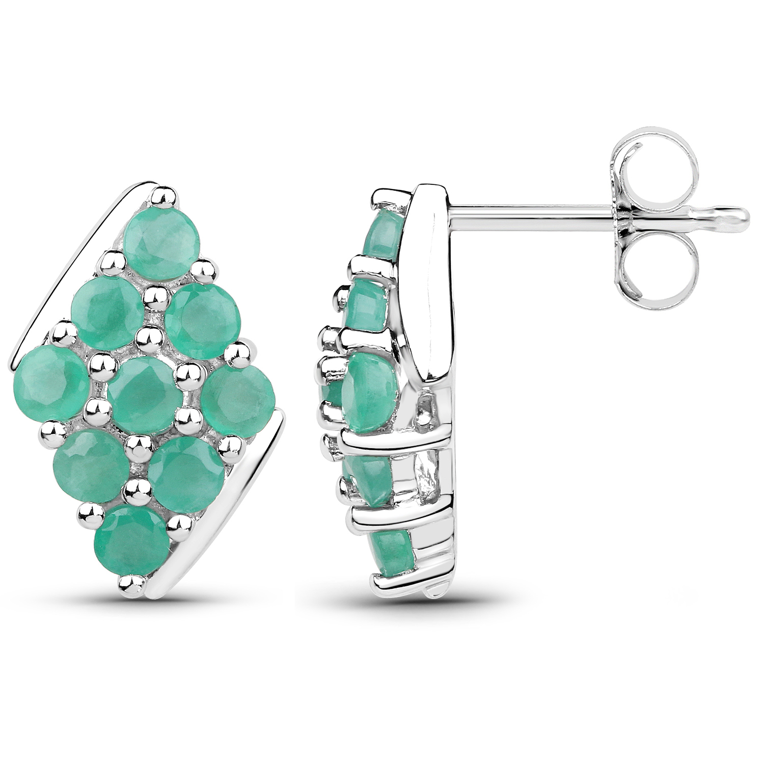 1.80 Carat Genuine Emerald .925 Sterling Silver Earrings